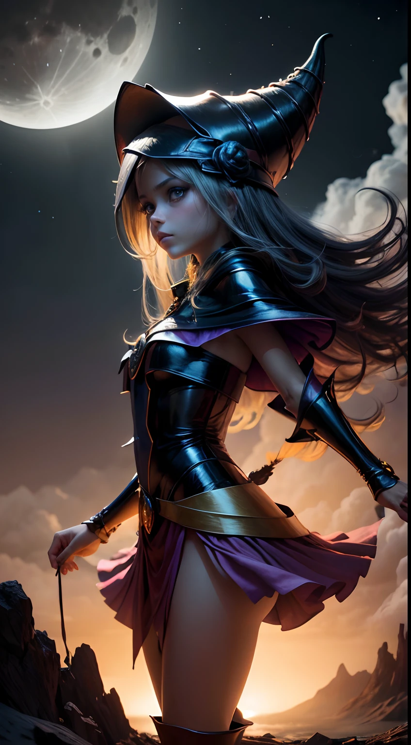 (La mejor calidad,4k,8k,Altas Resoluciones,Obra maestra:1.2),Ultra detallado,(realista,fotorrealista,fotorrealista:1.37), retrato, hechicera, Luz de la luna, calabaza, Resplandor espeluznante, espeluznante, atmospheric, encantador, Oscuro y encantador, Hora dorada, halloween, mistic, magica, bruja, witchcraft, Fascinante, ethereal, Mystical fog, Misterioso, Obsesionante, Grim figures, Bosque encantador, Hechicero, Moonbeam, Mystical aura, ojos hechizantes, cautivador, de otro mundo, witchcraft, cielo iluminado por la luna, Noche encantada, Guarida de la hechicera, Calabaza embrujada, Silueta iluminada por la luna, mystical powers, Mysterious atmosphere, lanzador de hechizos, Magia a la luz de la luna, inquietantemente hermosa, Encantamiento en el aire, Ethereal Beauty.