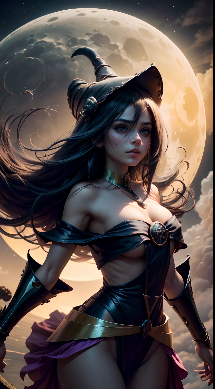 (La mejor calidad,4k,8k,Altas Resoluciones,Obra maestra:1.2),Ultra detallado,(realista,fotorrealista,fotorrealista:1.37), retrato, hechicera, Luz de la luna, calabaza, Resplandor espeluznante, espeluznante, atmospheric, encantador, Oscuro y encantador, Hora dorada, halloween, mistic, magica, bruja, witchcraft, Fascinante, ethereal, Mystical fog, Misterioso, Obsesionante, Grim figures, Bosque encantador, Hechicero, Moonbeam, Mystical aura, ojos hechizantes, cautivador, de otro mundo, witchcraft, cielo iluminado por la luna, Noche encantada, Guarida de la hechicera, Calabaza embrujada, Silueta iluminada por la luna, mystical powers, Mysterious atmosphere, lanzador de hechizos, Magia a la luz de la luna, inquietantemente hermosa, Encantamiento en el aire, Ethereal Beauty.