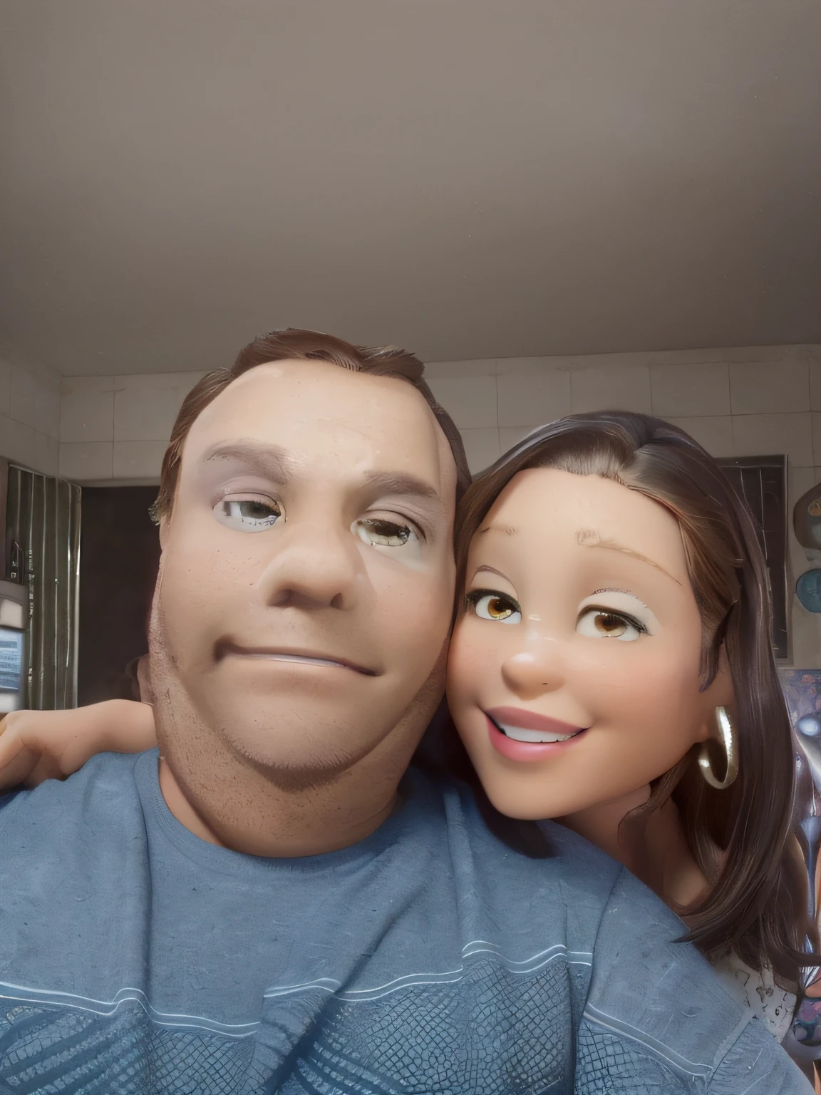 Brunette couple in high definition and high quality, cortina de fundo parasidiaco, estilo disney pixar