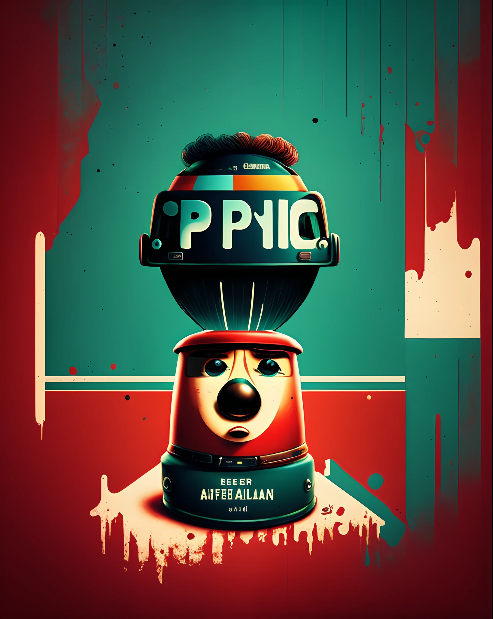 Affiche film style Pixar avec un berger australien noir tricolore