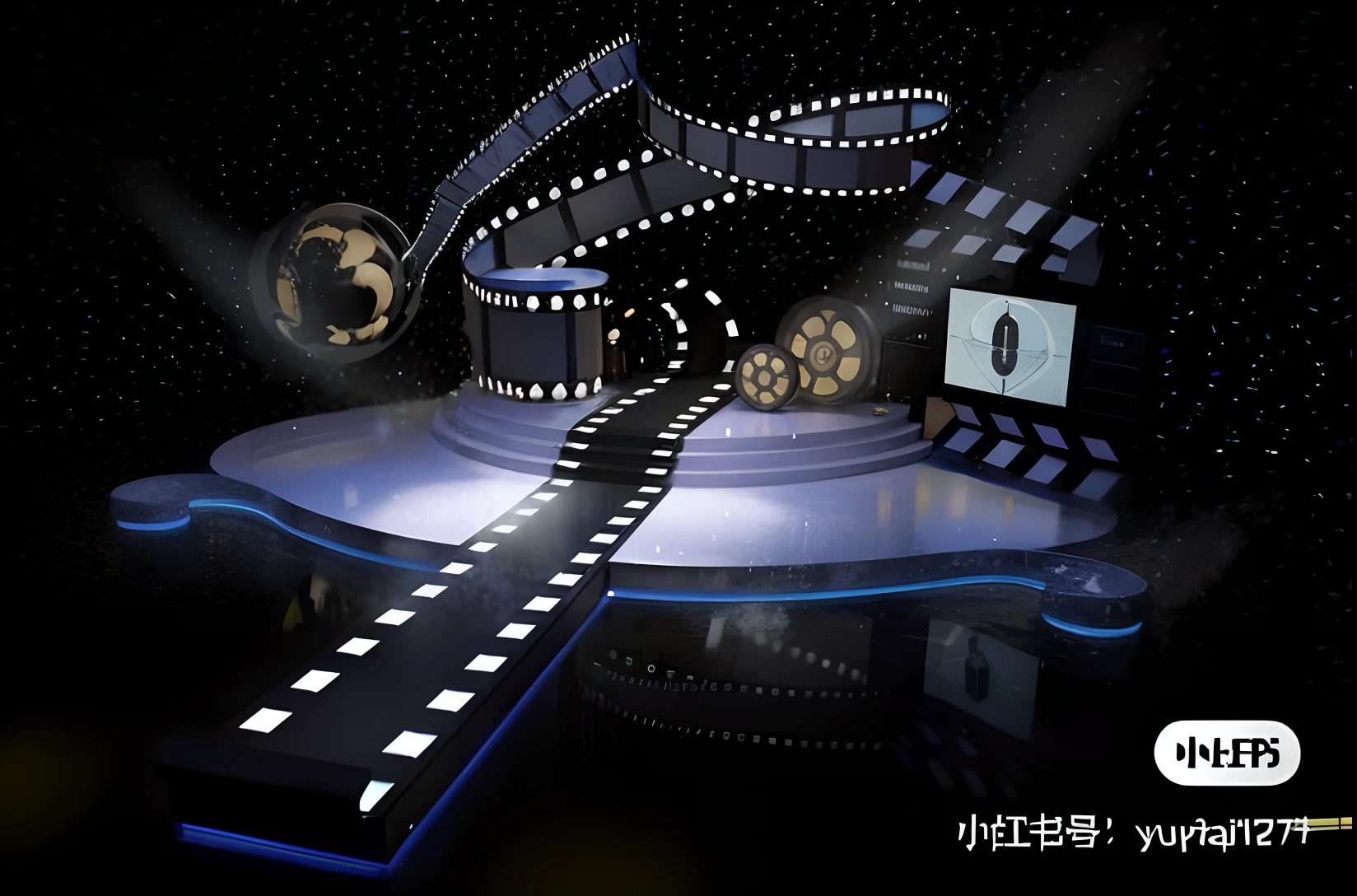 A set of three different stage lights,Comes with a movie bar, Stage background, quality cinema model, Stage Liggett, detailed set design, movie set, virtual set, raytraced 3d set design, Movie lighting, Make quality cinema models, Cinema lighting, elaborate stage effects, Cinematography lighting, stage lighting, film studio, stage light, Drama Lighting, cinematic blue lighting