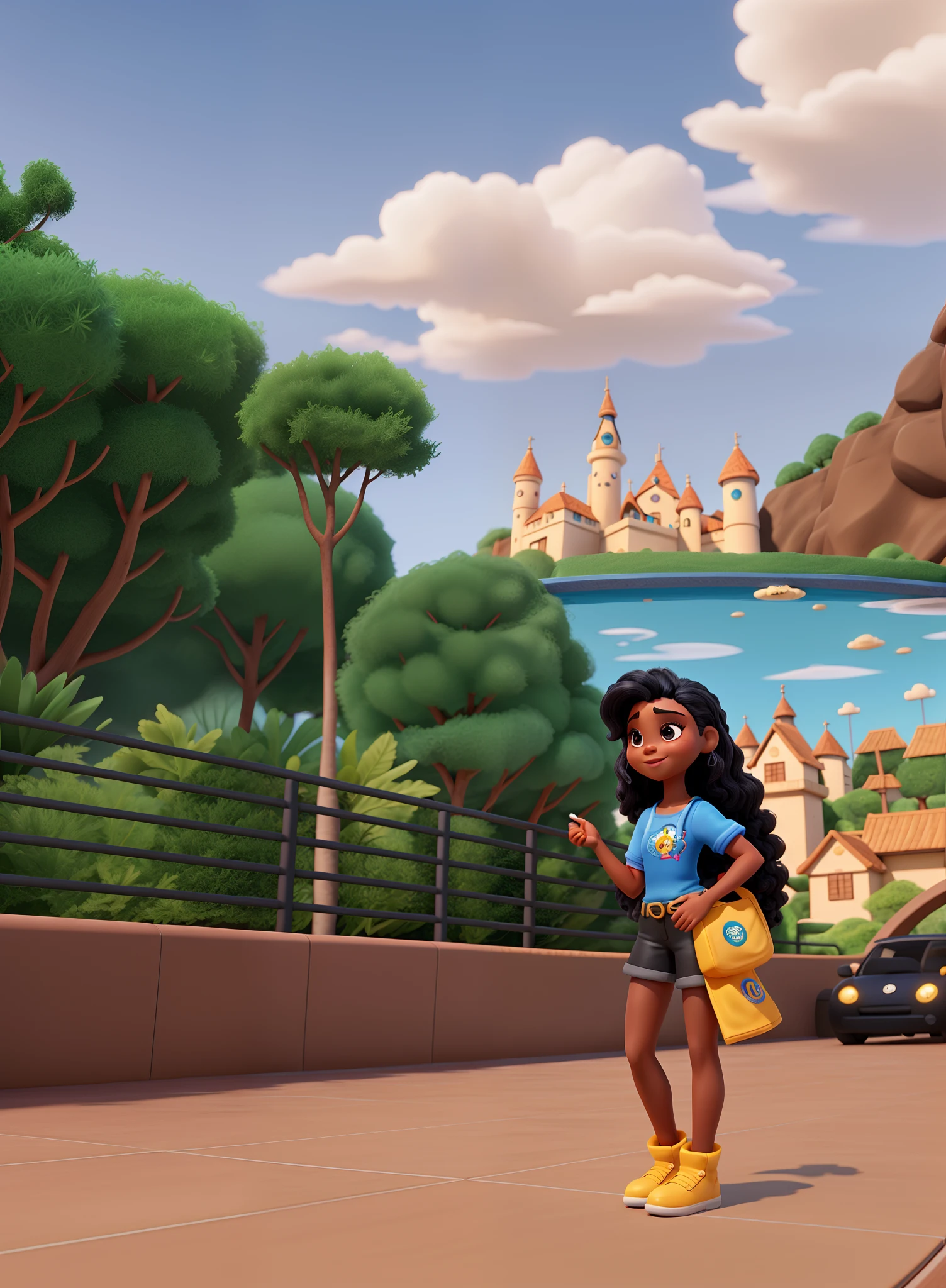 Uma mulher cabelo preto com roupa de banho disney pixar, alta qualidade, melhor qualidade
