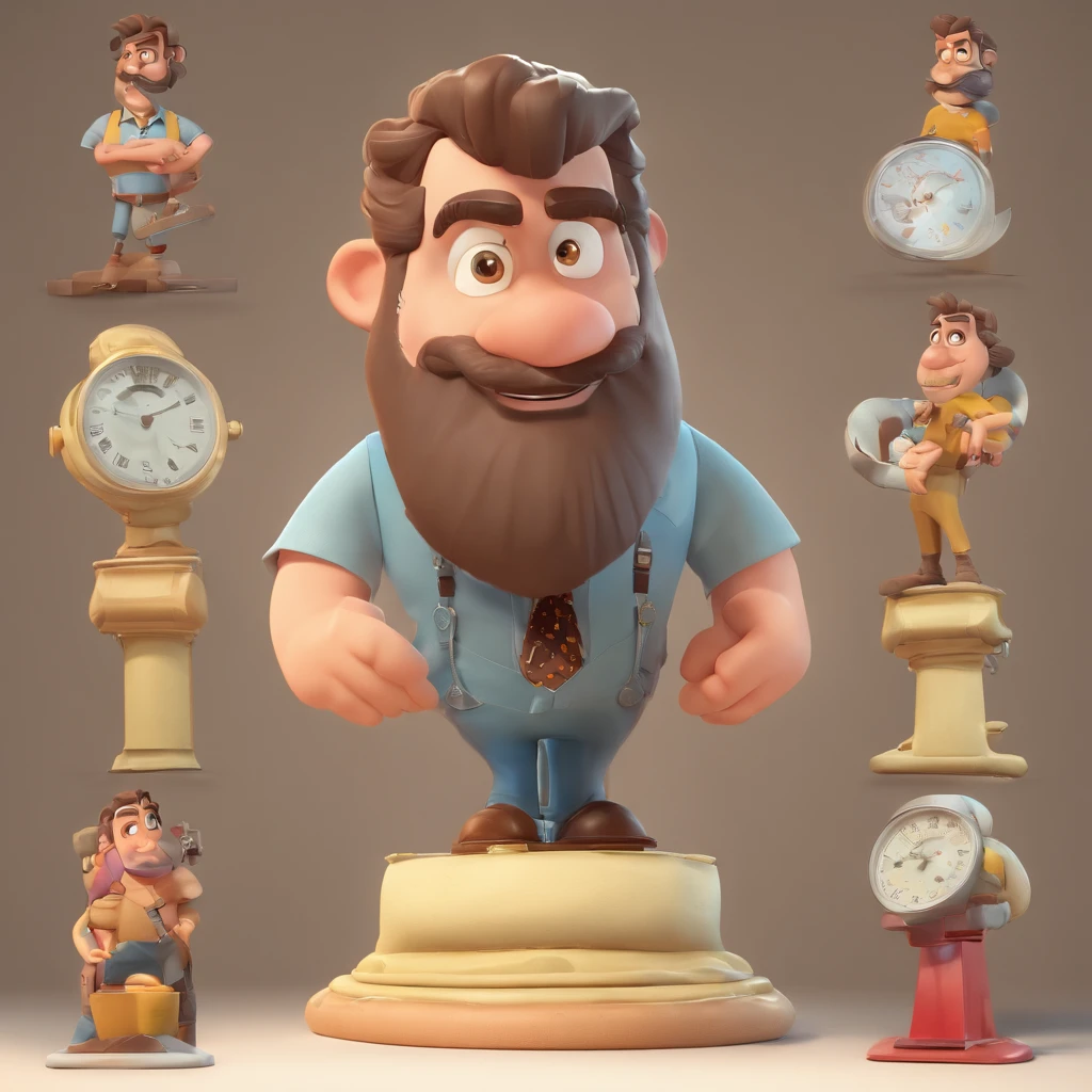 Criar um personagem no estilo Pixar. Trata-se de um homem de 30 anos, com barba, preta, com cabelos preto, e olhos castanhos. He must be at the head of the people, Trabalhar como politico