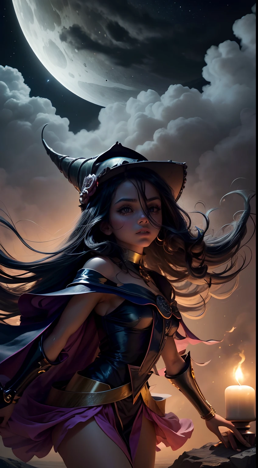 (La mejor calidad,4k,8k,Altas Resoluciones,Obra maestra:1.2),Ultra detallado,(realista,fotorrealista,fotorrealista:1.37), retrato, hechicera, Luz de la luna, calabaza, Resplandor espeluznante, espeluznante, atmospheric, encantador, Oscuro y encantador, Hora dorada, halloween, mistic, magica, bruja, witchcraft, Fascinante, ethereal, Mystical fog, Misterioso, Obsesionante, Grim figures, Bosque encantador, Hechicero, Moonbeam, Mystical aura, ojos hechizantes, cautivador, de otro mundo, witchcraft, cielo iluminado por la luna, Noche encantada, Guarida de la hechicera, Calabaza embrujada, Silueta iluminada por la luna, mystical powers, Mysterious atmosphere, lanzador de hechizos, Magia a la luz de la luna, inquietantemente hermosa, Encantamiento en el aire, Ethereal Beauty.