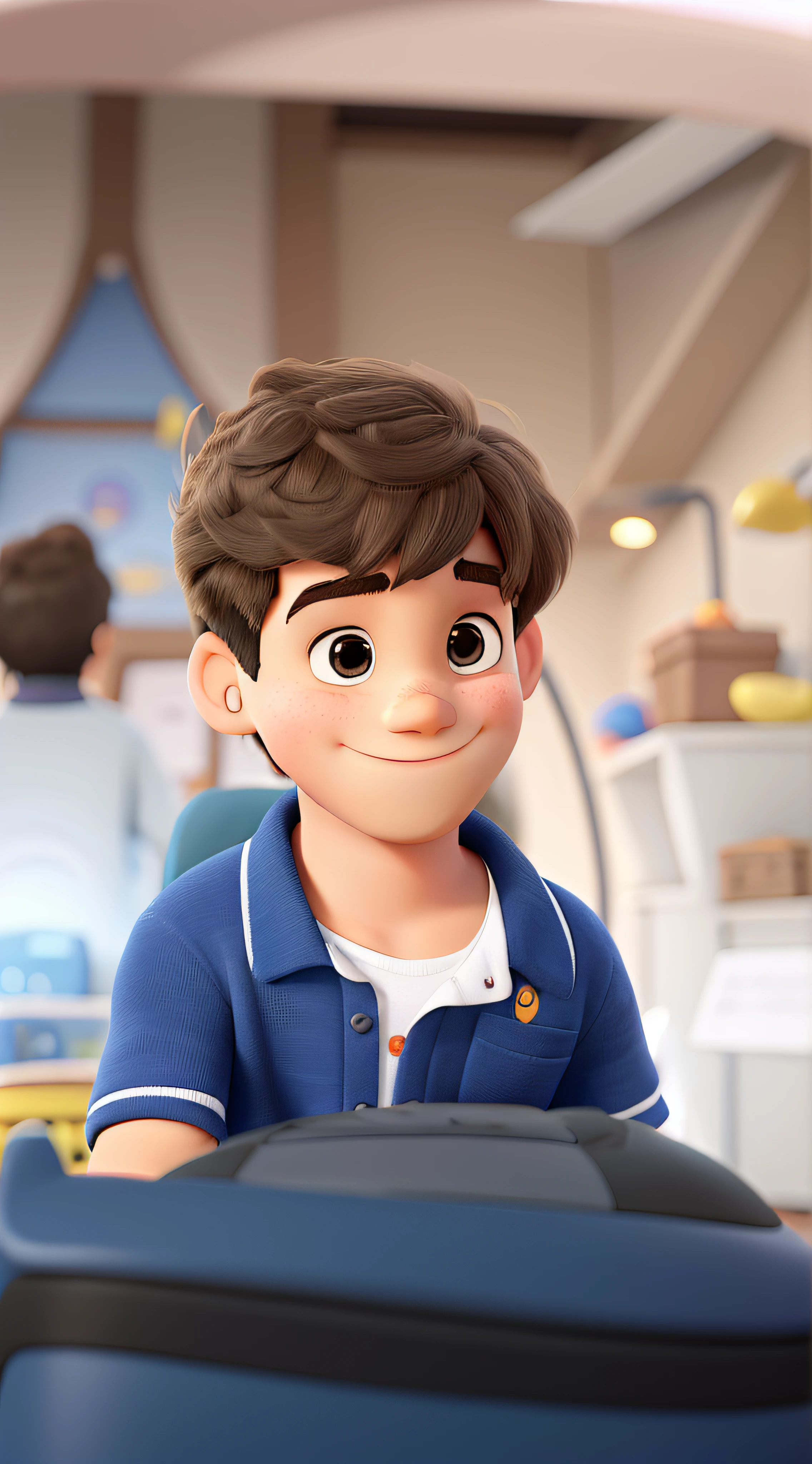 menino de 4 anos estilo disney pixar, alta qualidade, melhor qualidade, com um background de festa de aniversario