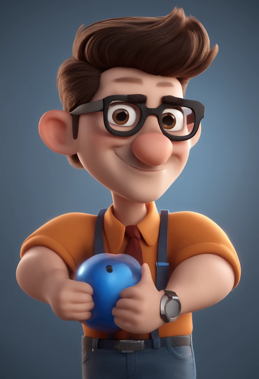Cartoon character of a man with black glasses and a blue shirt, animation character, Caractere estilizado, animation style rendering, 3D estilizado, Arnold Maya render, 3 d render stylized, toon render keyshot, Personagem 3D, Personagem 3D, 3d rendering stylized, 3 d character render, personagem de desenho animado, Personagem de close up, Pose de personagem,  (Estilo Pixar) (master part:1.2) (Bokeh) (best quality) (pele detalhada) (textura detalhada) (8k) (argila) (Cinematic lighting) (foco nítido