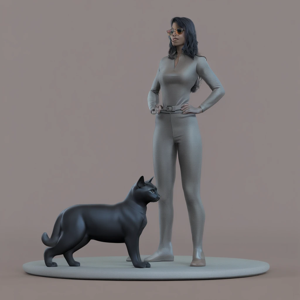 Middleweight Woman, loira com gato preto no colo