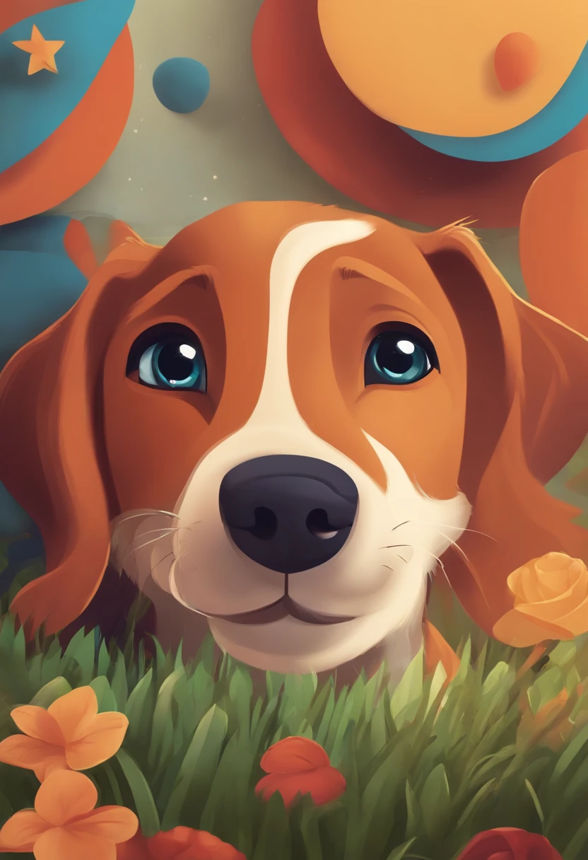 Create a poster inspired by Disney Pixar movies, apresentando de um cachorro.