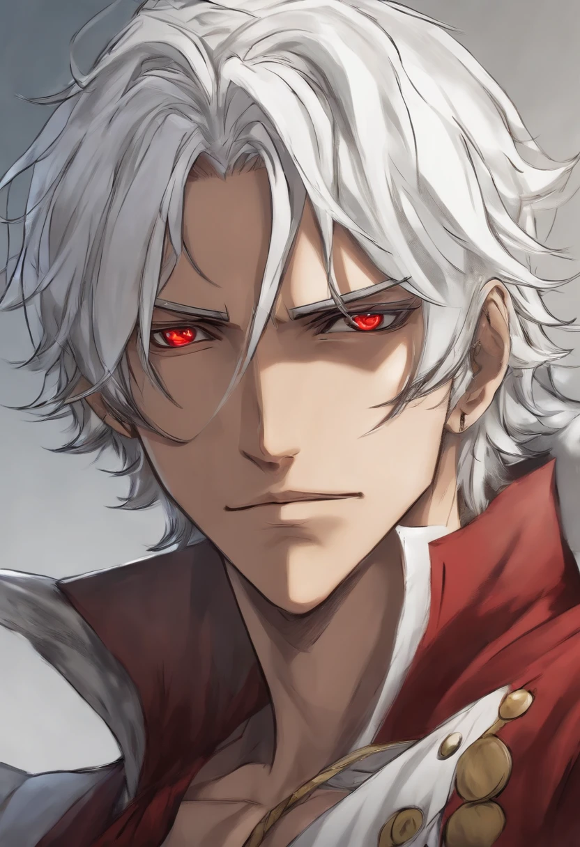 white hair, red eyes, little scar on nose, boy, solo, ((masterpiece)), (best quality), (extremely detailed),depth of field, sketch,sharp focus, hdr, suny day, with neacklece, one piece, one piece manga, one piece pirate