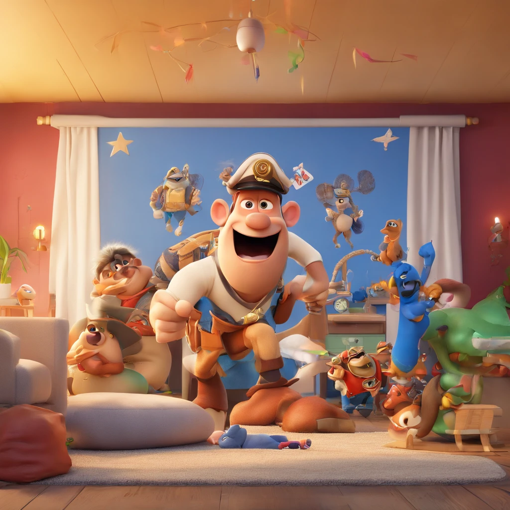 Create a Disney Pixar-inspired poster with the character being the captain born of the bope