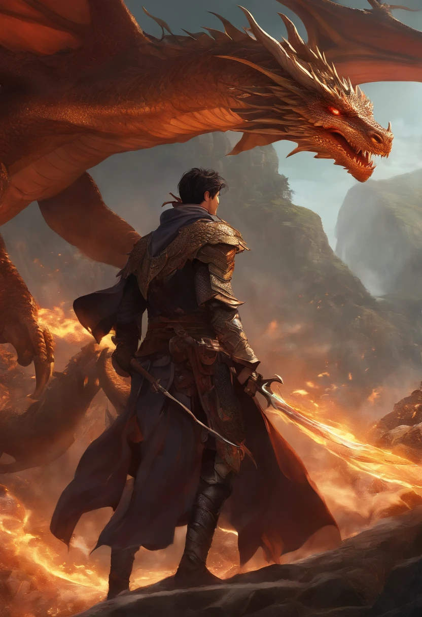 Anime - style illustration of a man with a dragon on his back, epic anime fantasy, Epic anime style, por Yang J, anime epic artwork, Dragon Knight, Epic fantasy art style, human and dragon fusion, digital advanced anime art ", anime fantasy illustration, badass anime 8 k, epic fantasy art, anime em estilo fantasia, epic fantasy style, arte de anime digital detalhada