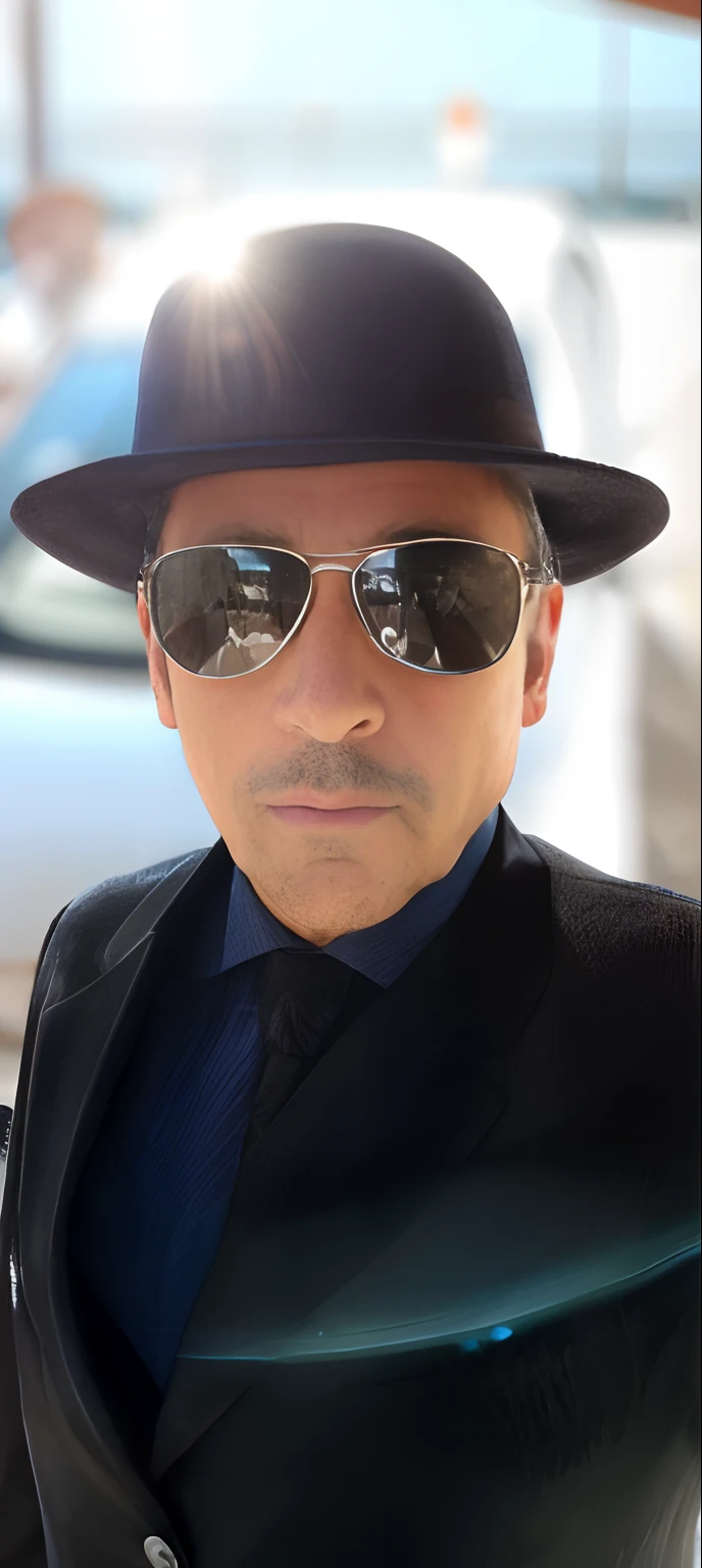 Man in suit and hat leaning against a wooden wall, in suit with black glasses, Jean Deville, Foto de um ensaio promocional, jeff goldblum, a suited man in a hat, "Retrato de Leonard Cohen, homem no terno preto, Leonardo Cohen, Homem de preto, em um terno preto, em seu terno, foto promocional, Al Pacino