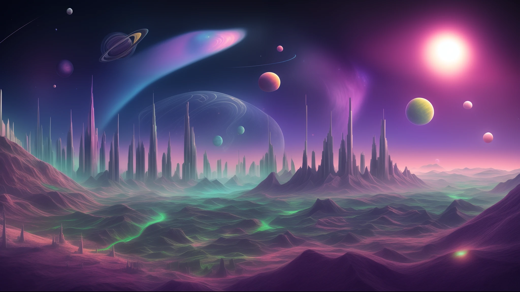 space city psychadelic landscape