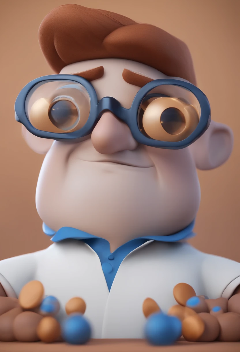 Cartoon character of a man with black glasses and a blue shirt, animation character, Caractere estilizado, animation style rendering, 3D estilizado, Arnold Maya render, 3 d render stylized, toon render keyshot, Personagem 3D, Personagem 3D, 3d rendering stylized, 3 d character render, personagem de desenho animado, Personagem de close up, Pose de personagem, (Estilo Pixar) (master part:1.2) (Bokeh) (best quality) (pele detalhada) (textura detalhada) (8k) (argila) (Cinematic lighting) (foco nítido