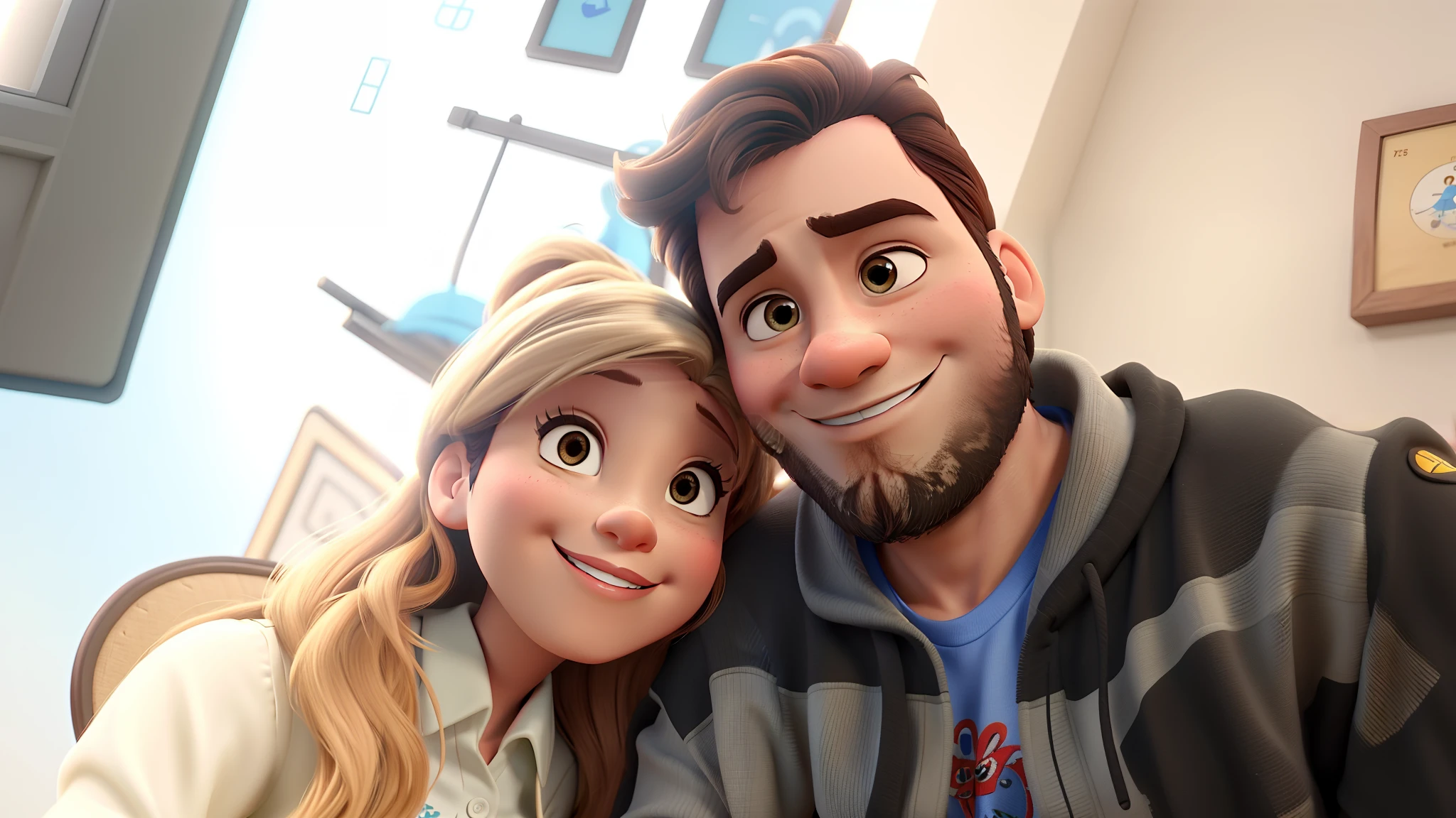 Casal no estilo Disney Pixar, alta qualidade, melhor qualidade.