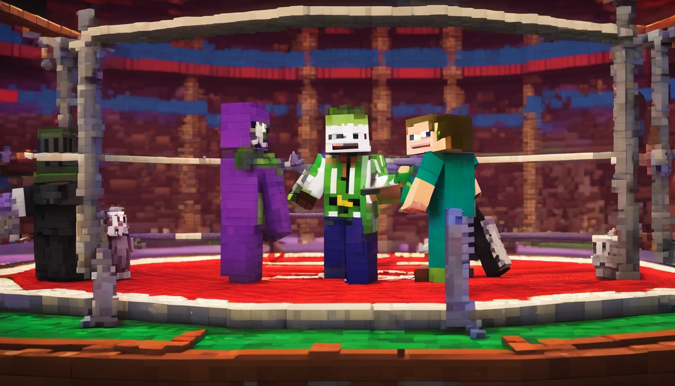 heath ledger's the joker fighting in the ufc octagon against the rat king from penguins from madagascar, 85 mm lens, ultra realistic