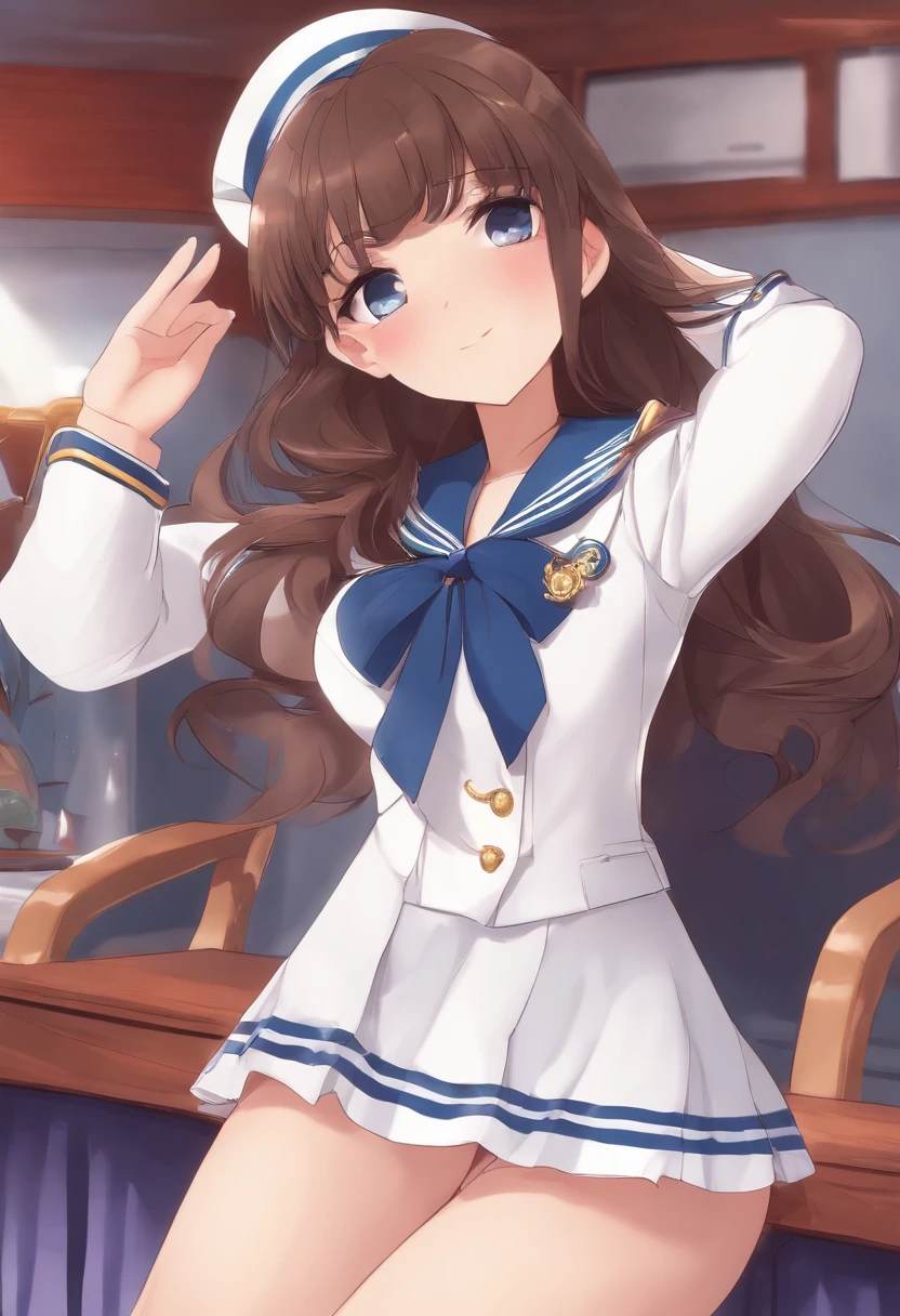 sailor suit upskirt panties brunette beauty