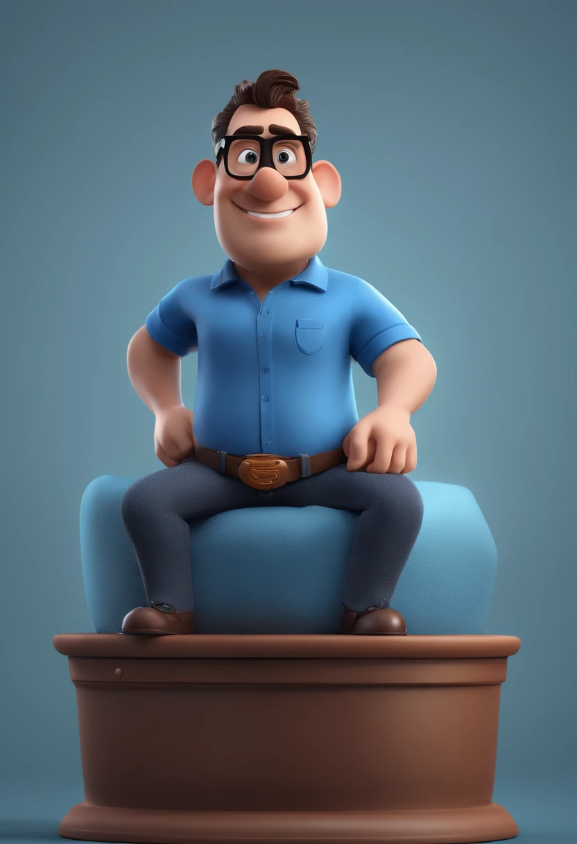 Cartoon character of a man with black glasses and a blue shirt, animation character, Caractere estilizado, animation style rendering, 3D estilizado, Arnold Maya render, 3 d render stylized, toon render keyshot, Personagem 3D, Personagem 3D, 3d rendering stylized, 3 d character render, personagem de desenho animado, Personagem de close up, Pose de personagem, (Estilo Pixar) (master part:1.2) (Bokeh) (best quality) (pele detalhada) (textura detalhada) (8k) (argila) (Cinematic lighting) (foco nítido