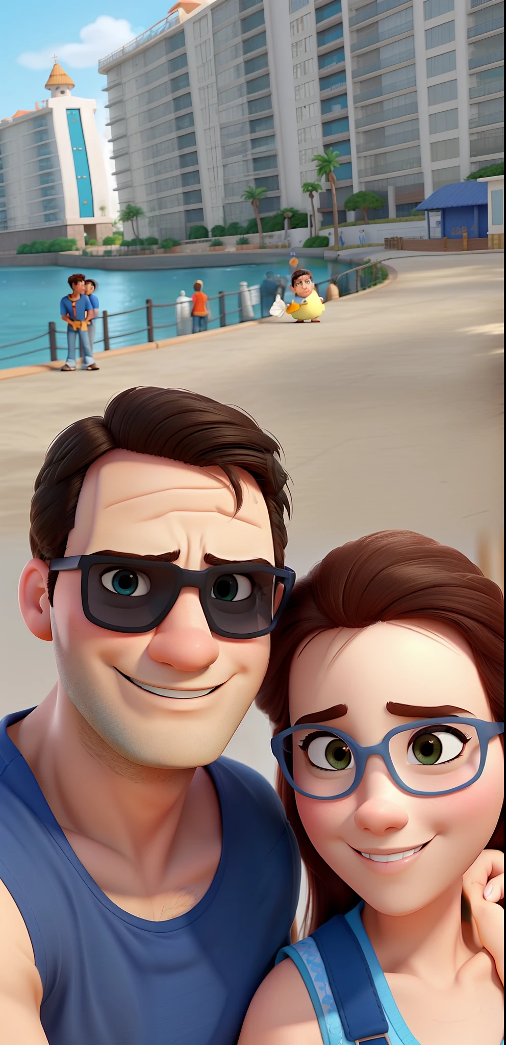 Um casal branco estilo disney pixar, alta qualidade, melhor qualidade