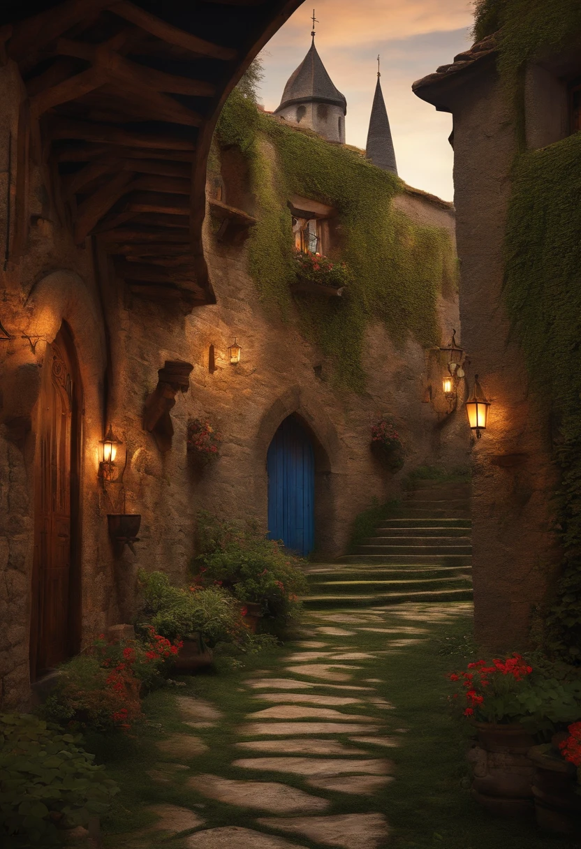 Comprimento total, HQ Artstyle, cidade medieval
