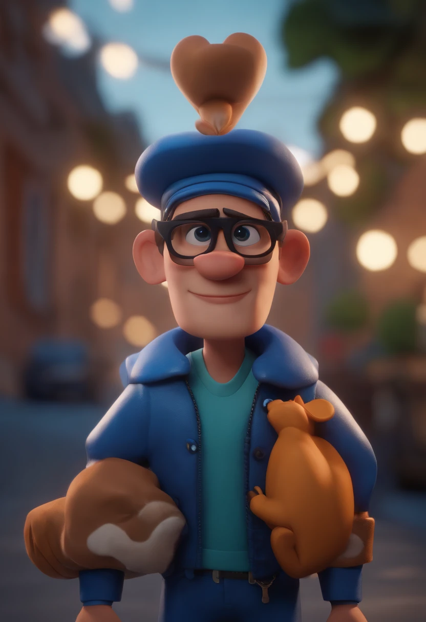 Personaje de dibujos animados de un hombre con gafas negras y una camisa azul, animation character, stylized character, Rendering animation styles, 3D estilizado, Arnold Maya render, 3D render estilizado, Toon renderizar keyshot, Personaje 3D, Personaje 3D, Renderizado 3D estilizado, Renderizado de 3 caracteres D, Personaje de dibujos animados, Personaje de primer plano, Pose del personaje,  (estilo pixar) (Pieza maestra:1.2) (Bokeh) (La mejor calidad) (Piel detallada) (Textura detallada) (8k) (arcilla) (cinematic lighting) (foco nítido