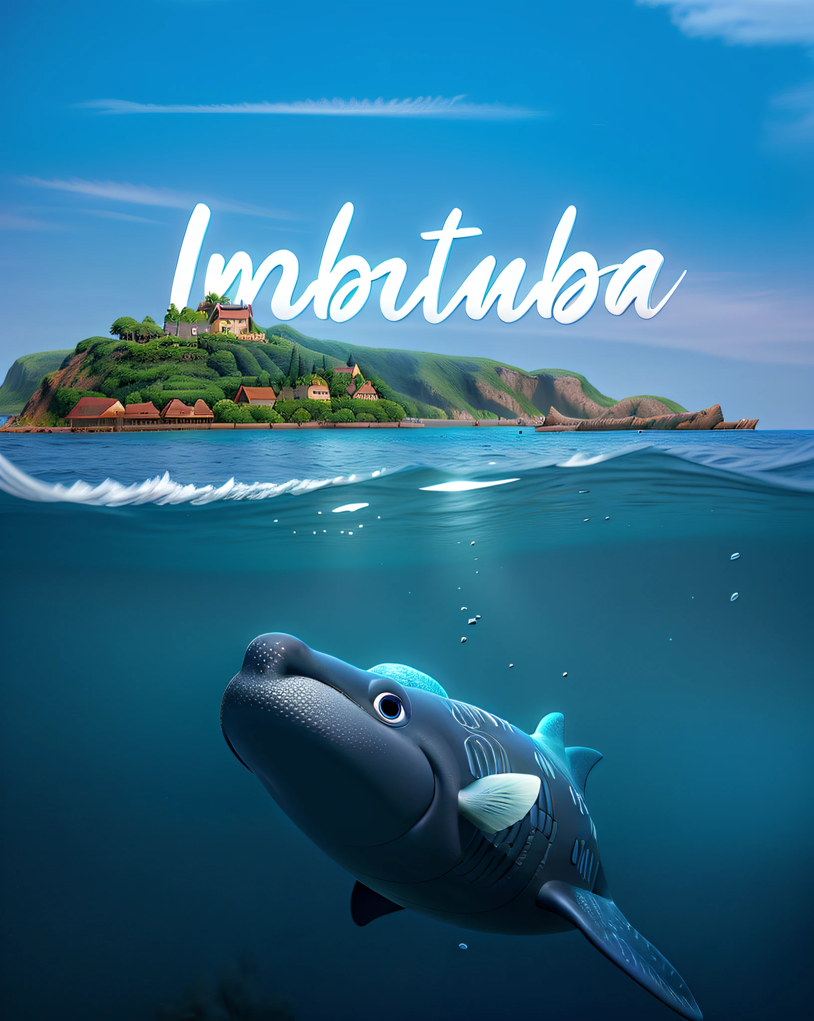 disney pixar sea, underwater whale, landscape, island, best quality, high quality