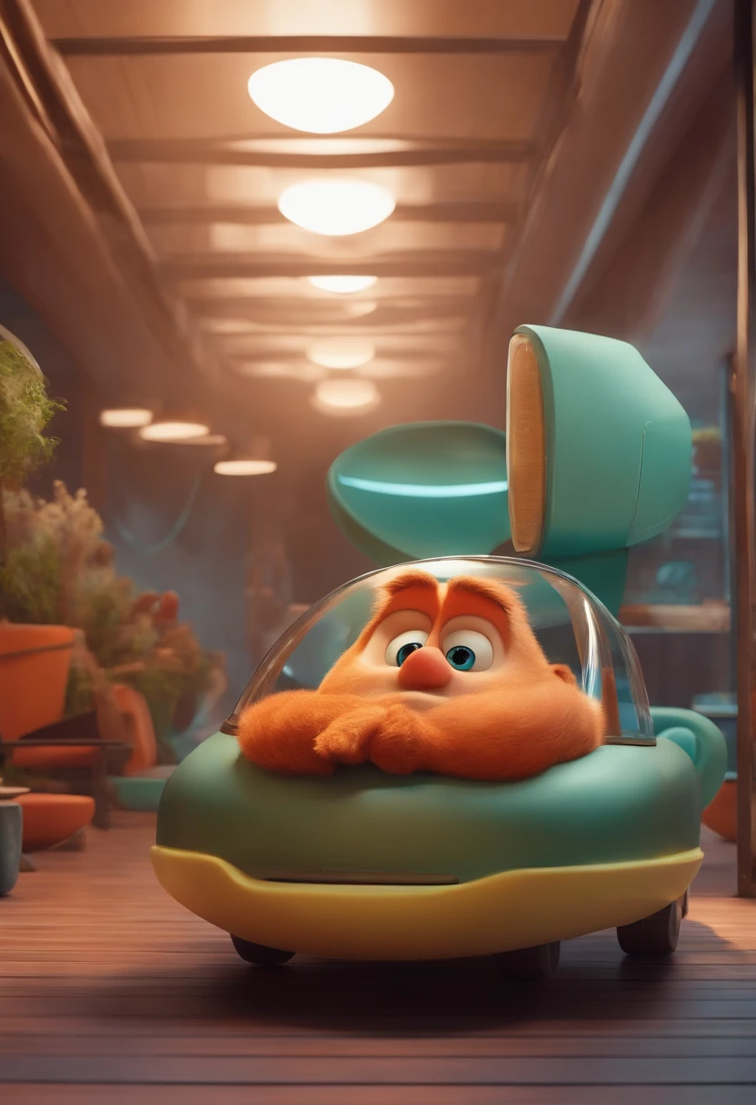 Um arquiteto de sonhos futurista, mas realista, inspired by Pixar animation, de perto. The character takes center stage with very angry facial expressions, Offering a touch of irresponsible.
