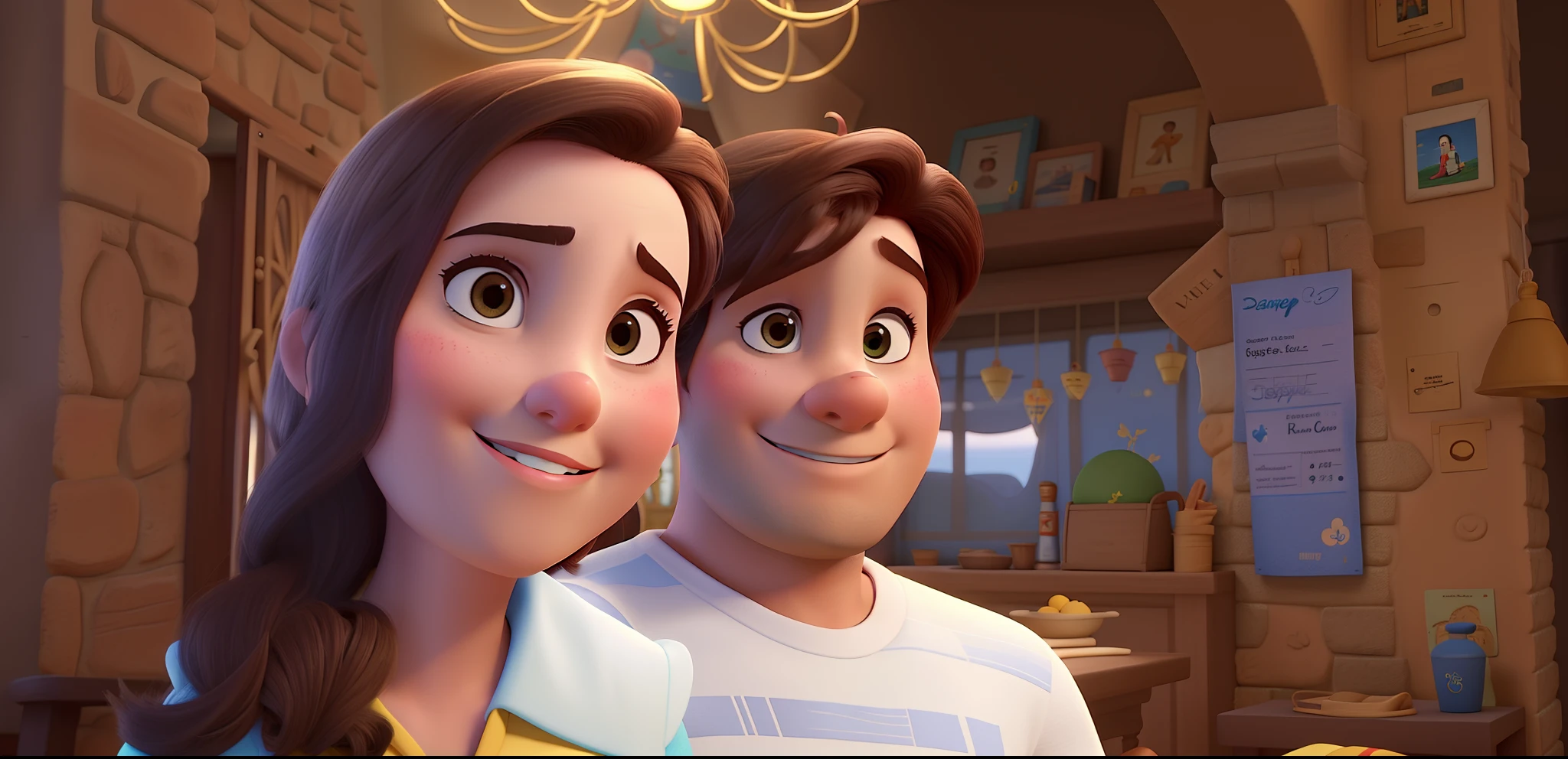 Um casal branco estilo disney pixar, alta qualidade, melhor qualidade