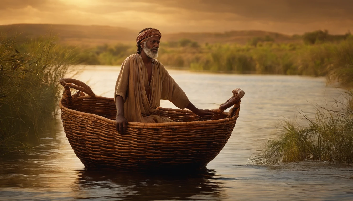 Moses, a Hebrew , was placed in a basket and set adrift on the Nile River.