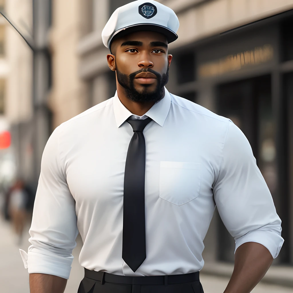 Arafed man in a white shirt and black tie standing on a city street ...