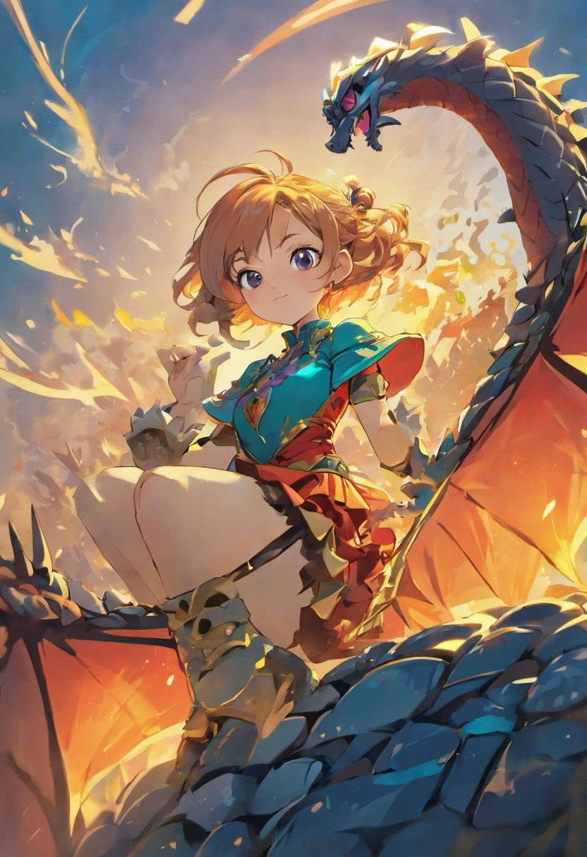 retrato da mulher, on top of a Dragon ::style cartoon, (((Front view))), Estilo Disney Pixar, Filme 3D, altamente detalhado, vivid colors (((corpo inteiro))) ::n_style realista, anime