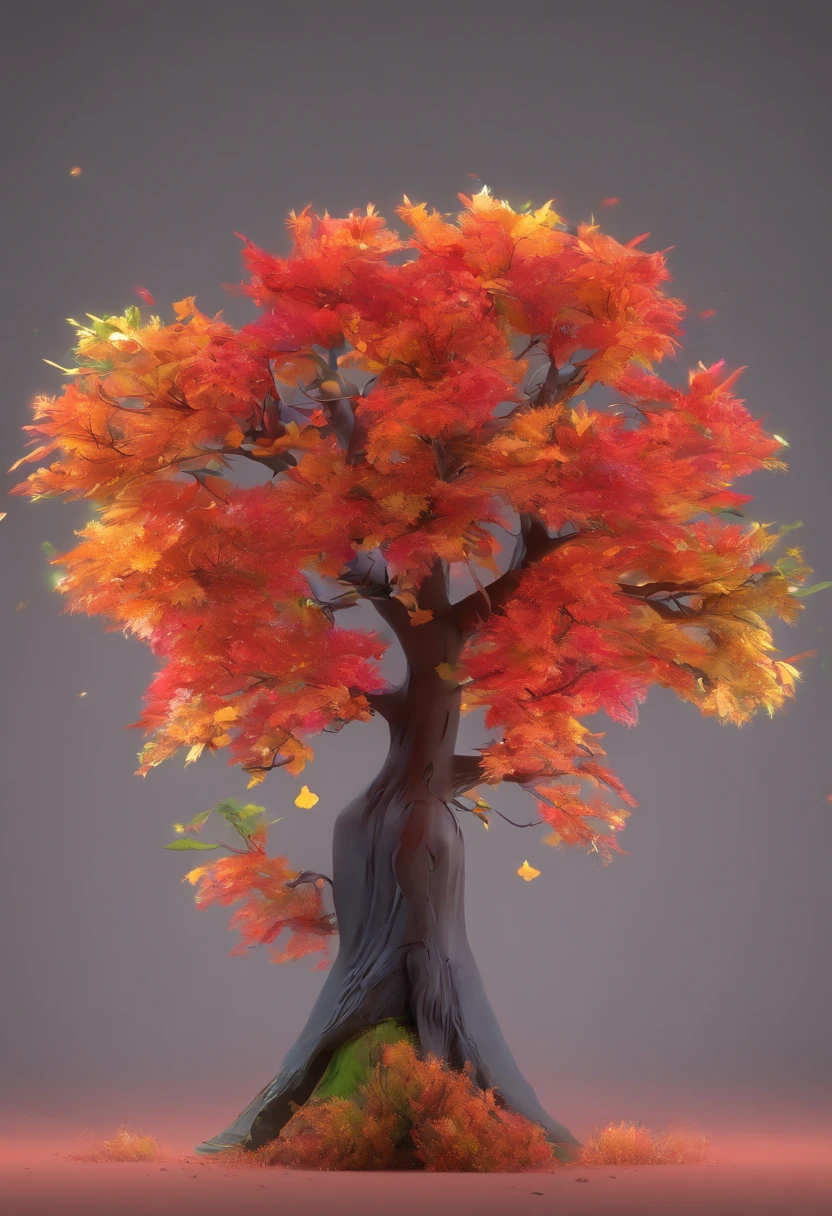 Crie um cartaz inspirado na Disney Pixar com um personagem feminino, com um manto de bruxa vermelho e preto, vestido preto, pele morena clara, olhos castanhos bem marcados, Lips color black, olhar misterioso, cores vibrantes, Nature background with a large leafy tree in the center