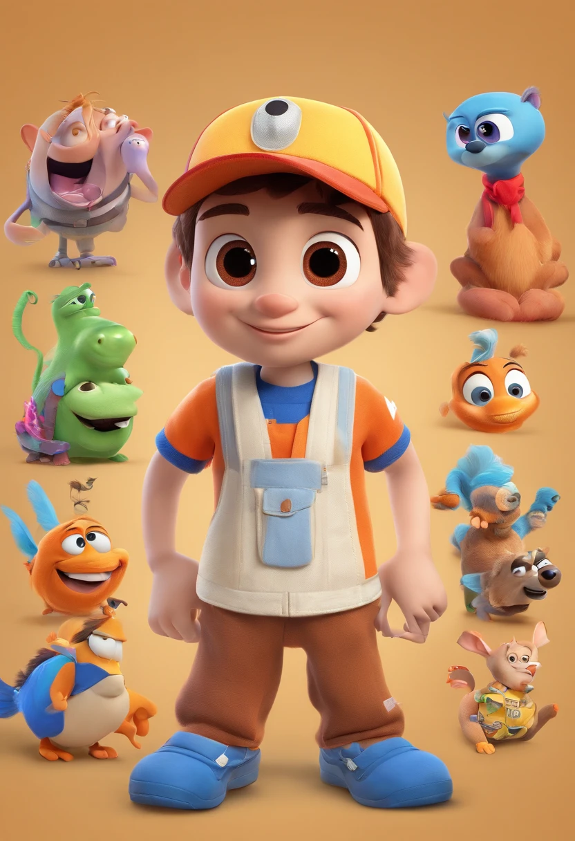 Create a Disney Pixar-inspired poster featuring the character based on the people in the photo