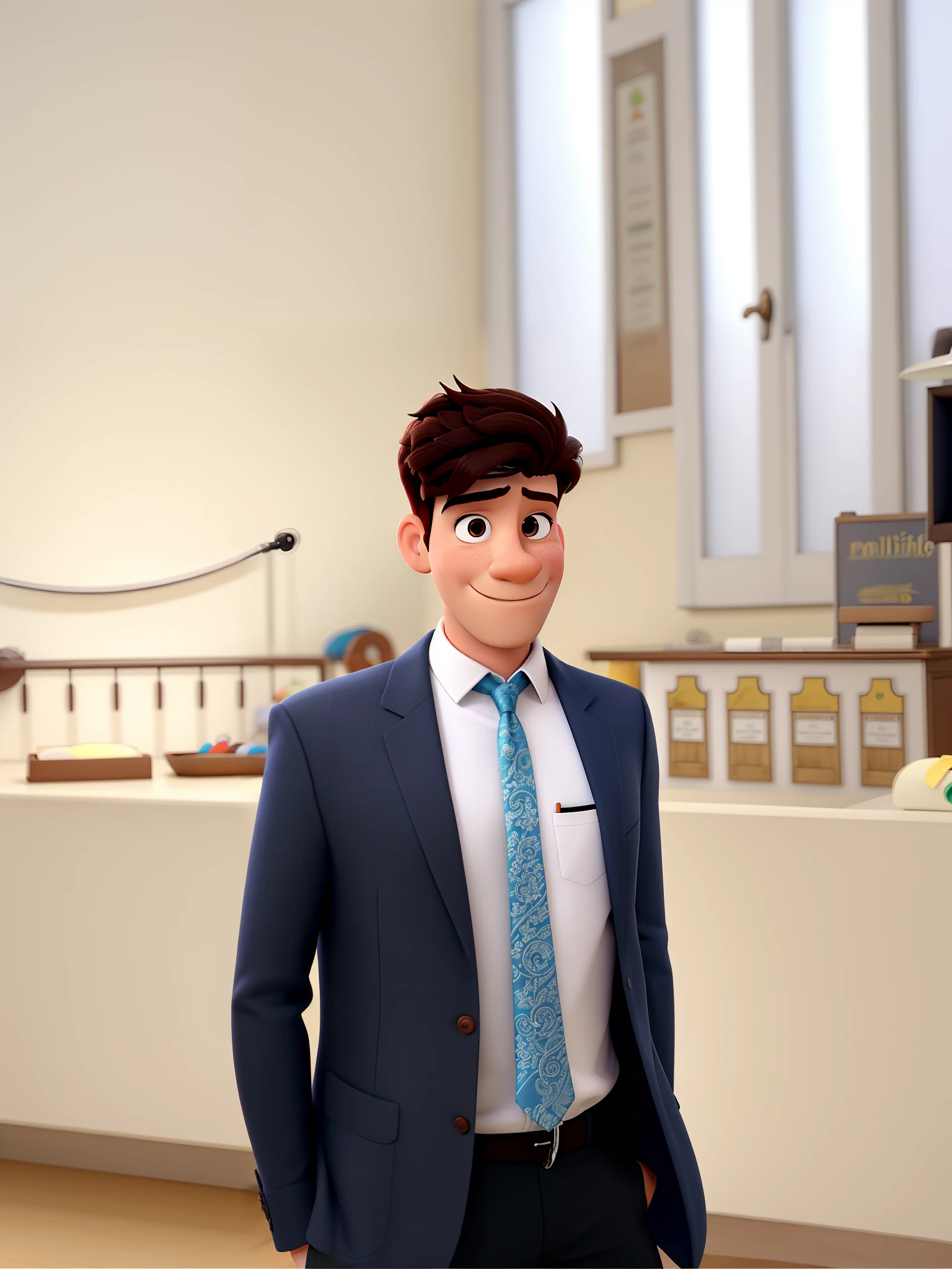 Um homem moreno estilo disney pixar, alta qualidade, melhor qualidade, com um violino