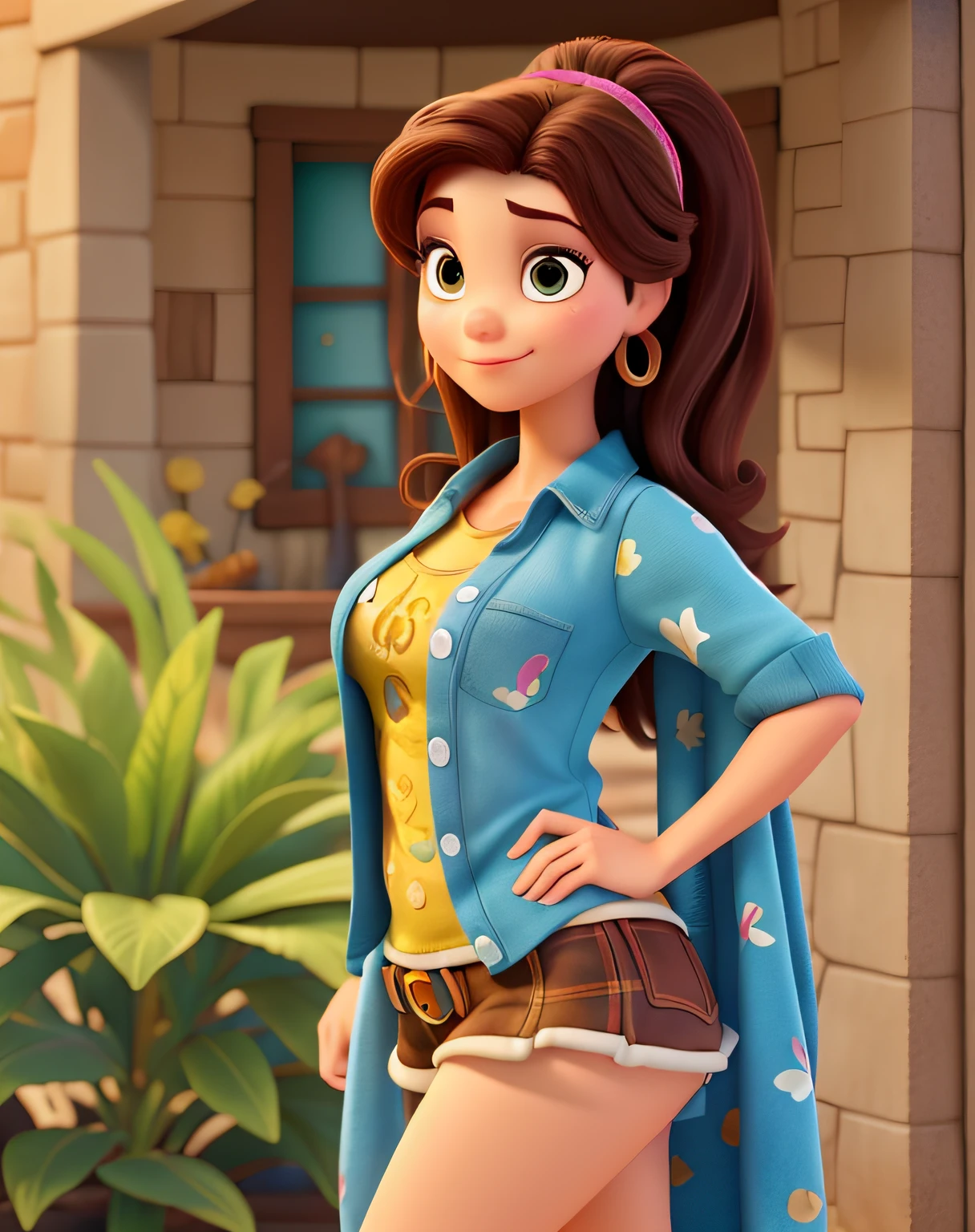 Uma mulher branca loira estilo disney pixar, alta qualidade, melhor qualidade