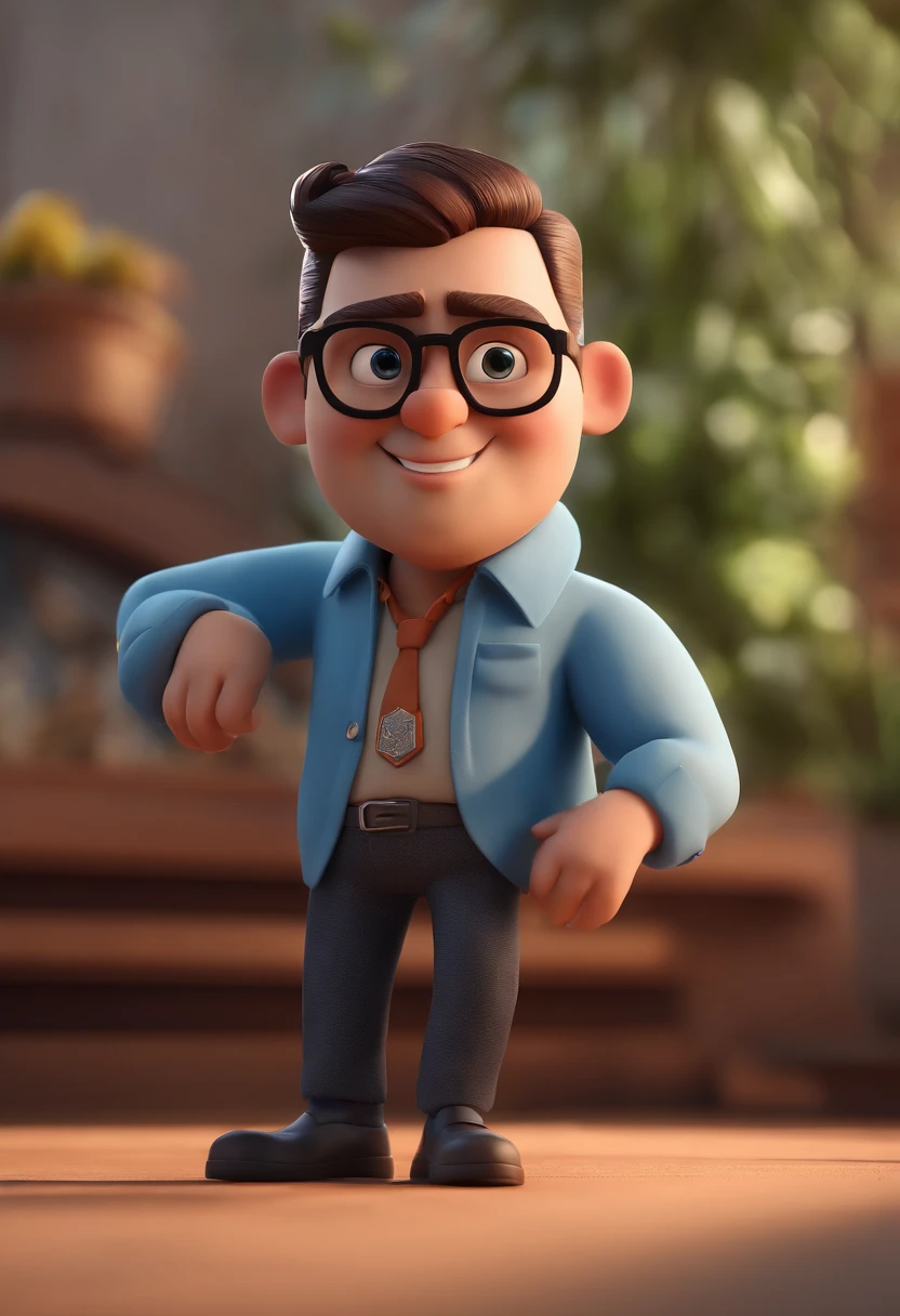 Cartoon character of a man with black glasses and a blue shirt, animation character, Caractere estilizado, animation style rendering, 3D estilizado, Arnold Maya render, 3 d render stylized, toon render keyshot, Personagem 3D, Personagem 3D, 3d rendering stylized, 3 d character render, personagem de desenho animado, Personagem de close up, Pose de personagem, (Estilo Pixar) (master part:1.2) (Bokeh) (best quality) (pele detalhada) (textura detalhada) (8k) (argila) (Cinematic lighting) (foco nítido