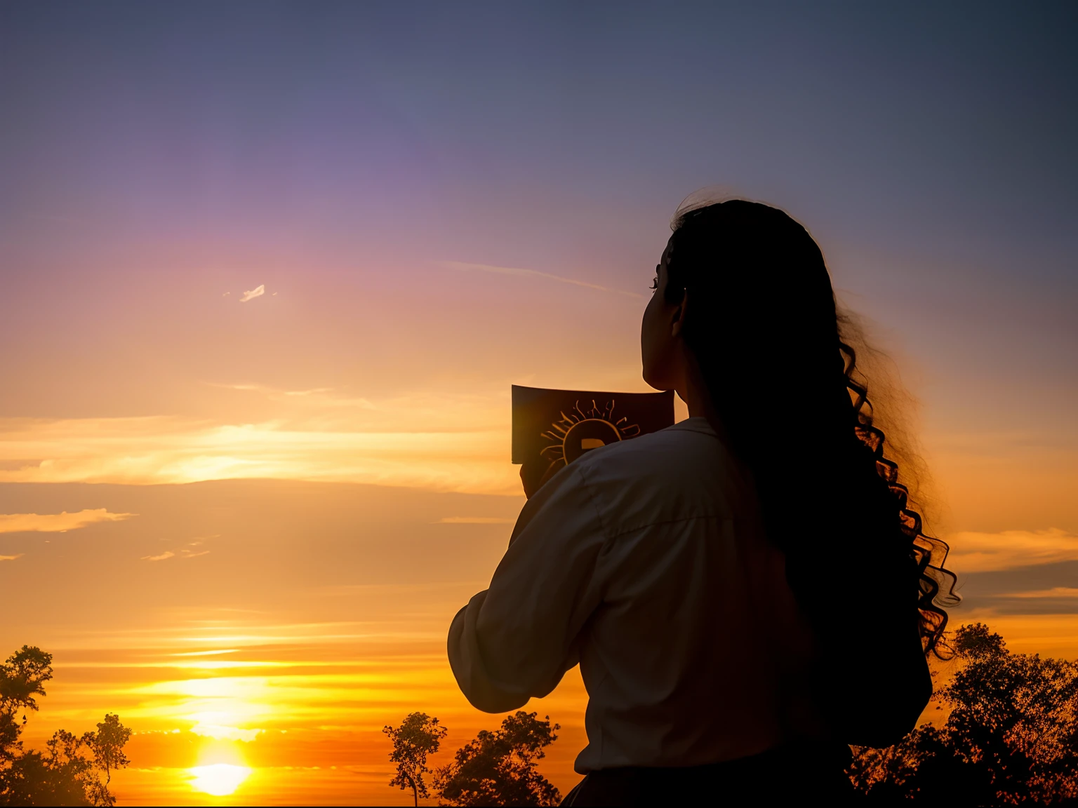 Mulher linda e deslubrante, imagination, (realista), clear sky, compositing, sun sunset, (hdr:1.5), ao ar livre, detalhes intrincados,