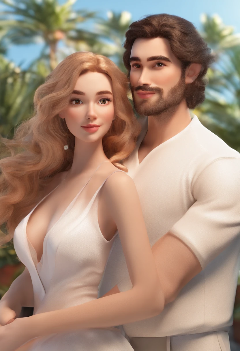 An illustration of an adorable couple, Highlight for two girls - one's skin is white and the hair is white
