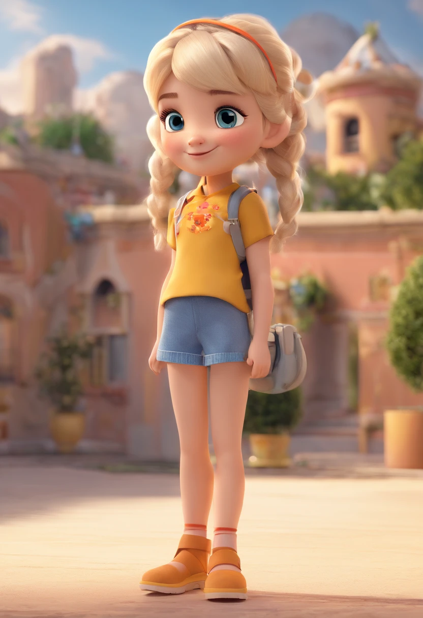 La mejor calidad, Obra maestra, fotorrealista, fondo de pantalla CG 8k extremadamente detallado, Chibi,1girl, Elsa,solamente, lleno_cuerpo, They are smiling, Looking_en_espectador, al aire libre,