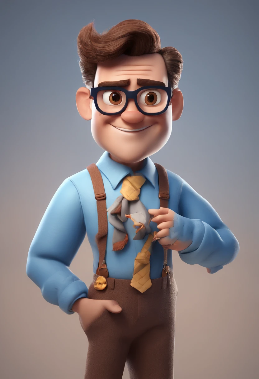 Cartoon character of a man without glasses and a blue shirt, animation character, Caractere estilizado, animation style rendering, 3D estilizado, Arnold Maya render, 3 d render stylized, toon render keyshot, Personagem 3D, Personagem 3D, 3d rendering stylized, 3 d character render, personagem de desenho animado, Personagem de close up, Pose de personagem, (Estilo Pixar) (master part:1.2) (Bokeh) (best quality) (pele detalhada) (textura detalhada) (8k) (argila) (Cinematic lighting) (foco nítido