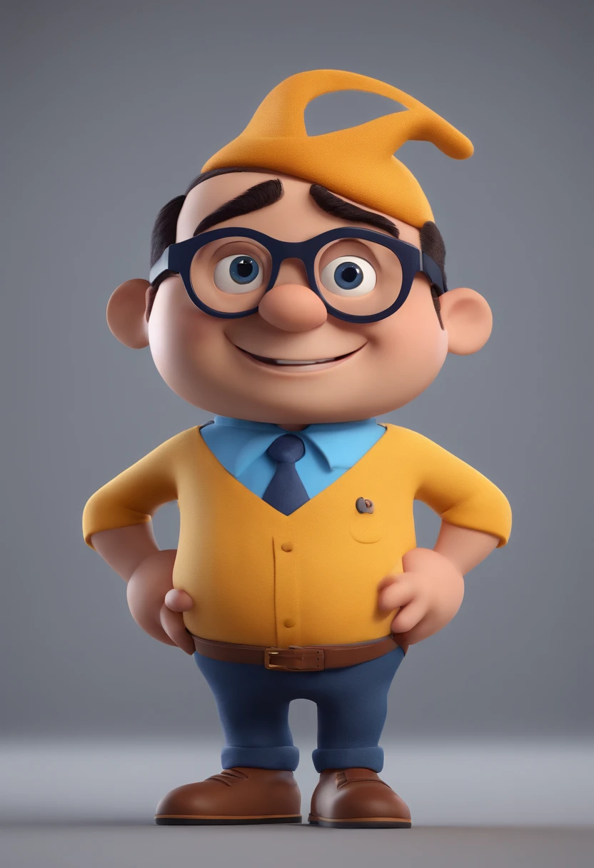 Cartoon character of a man with black glasses and a blue shirt, animation character, Caractere estilizado, animation style rendering, 3D estilizado, Arnold Maya render, 3 d render stylized, toon render keyshot, Personagem 3D, Personagem 3D, 3d rendering stylized, 3 d character render, personagem de desenho animado, Personagem de close up, Pose de personagem, (Estilo Pixar) (master part:1.2) (Bokeh) (best quality) (pele detalhada) (textura detalhada) (8k) (argila) (Cinematic lighting) (foco nítido