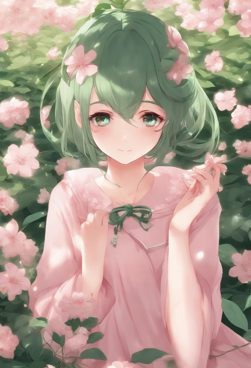 Garota anime com cabelo rosa e olhos verdes posando para uma foto, haruno sakura, Melhor Anime 4K Konachan Wallpaper, anime sedutora, Marin Kitagawa Fanart, sakura petals around her, splash arte anime loli, lo anime 4K, anime moe artstyle, arte anime de alta qualidade, arte detalhada do anime, Anime Wallaper, anime melhor garota