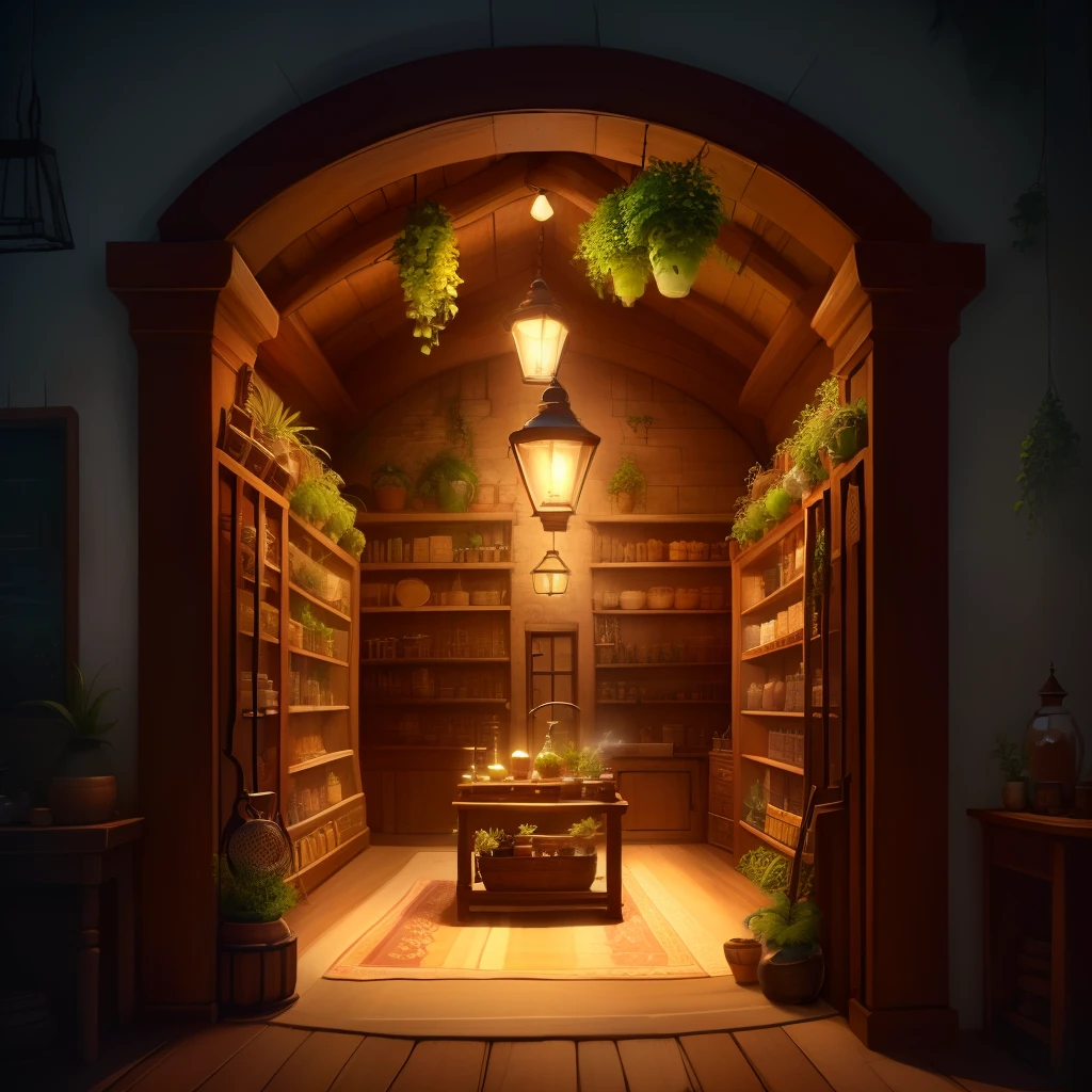 Exoteric products shop with potions, Incense and crystals
A cozy shop with a mystical air
With plants and animals