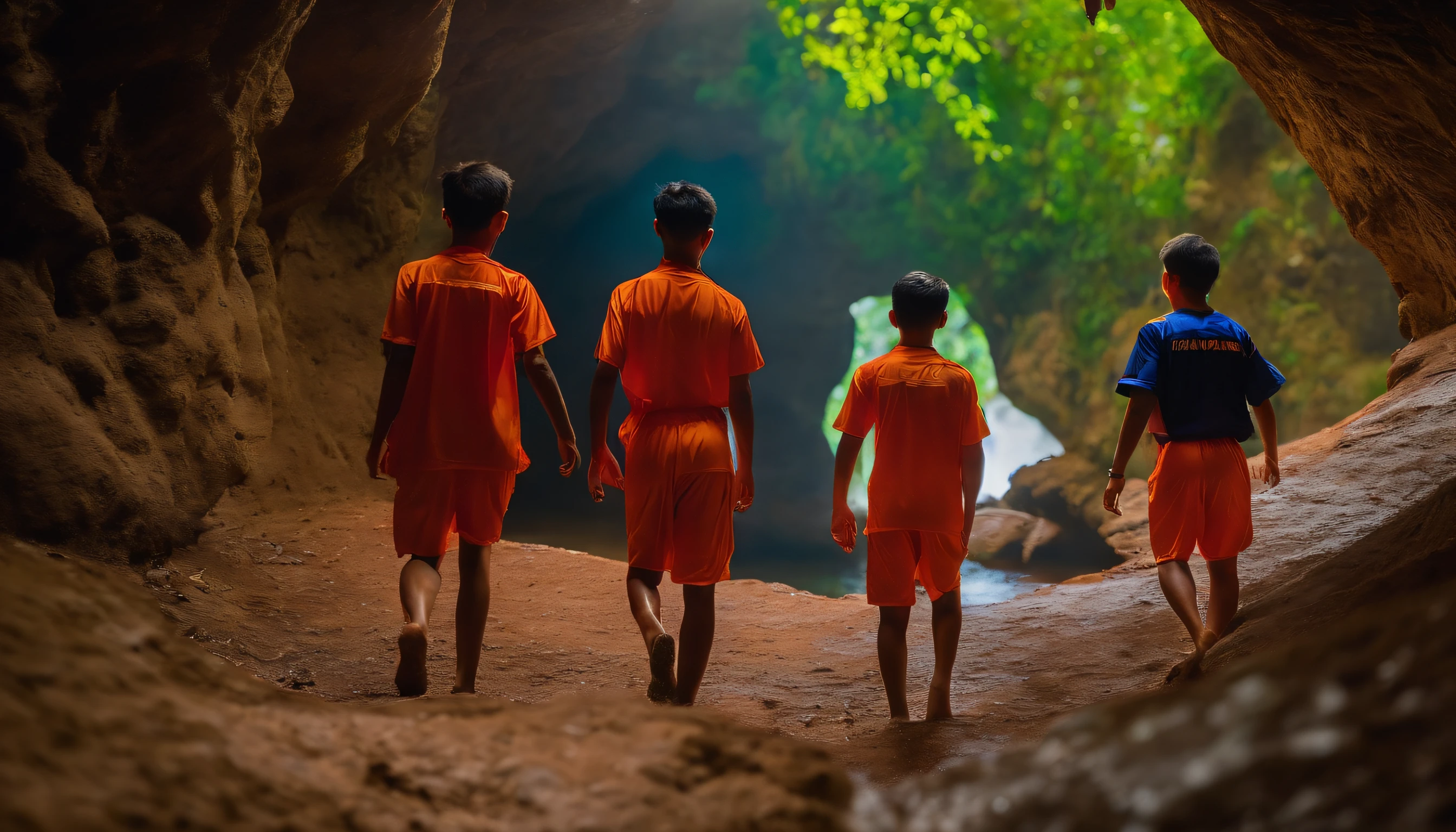 4 members of male youth soccer team from thailand being rescued from a cave