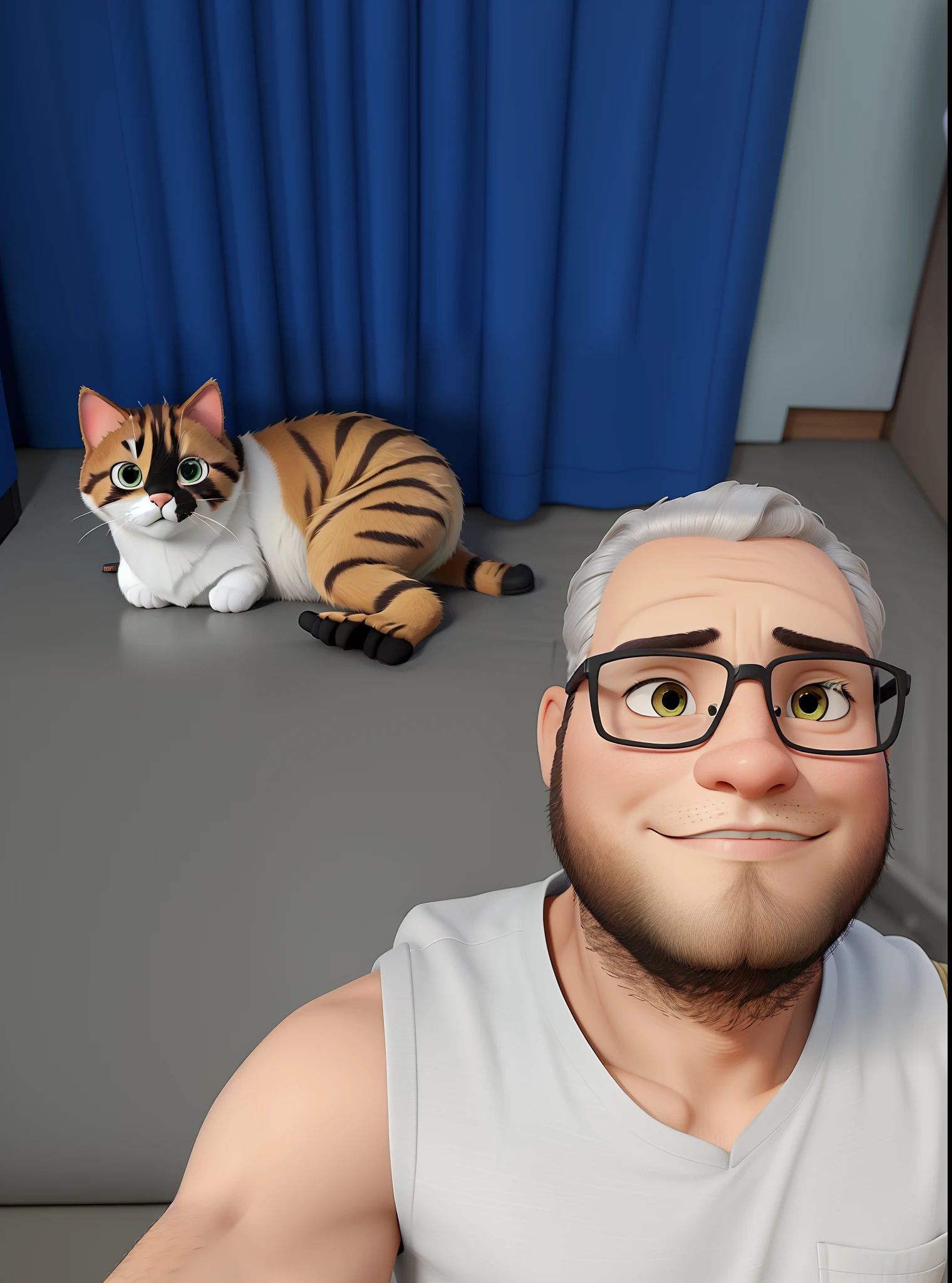 Um homem e um gato no estilo pixa