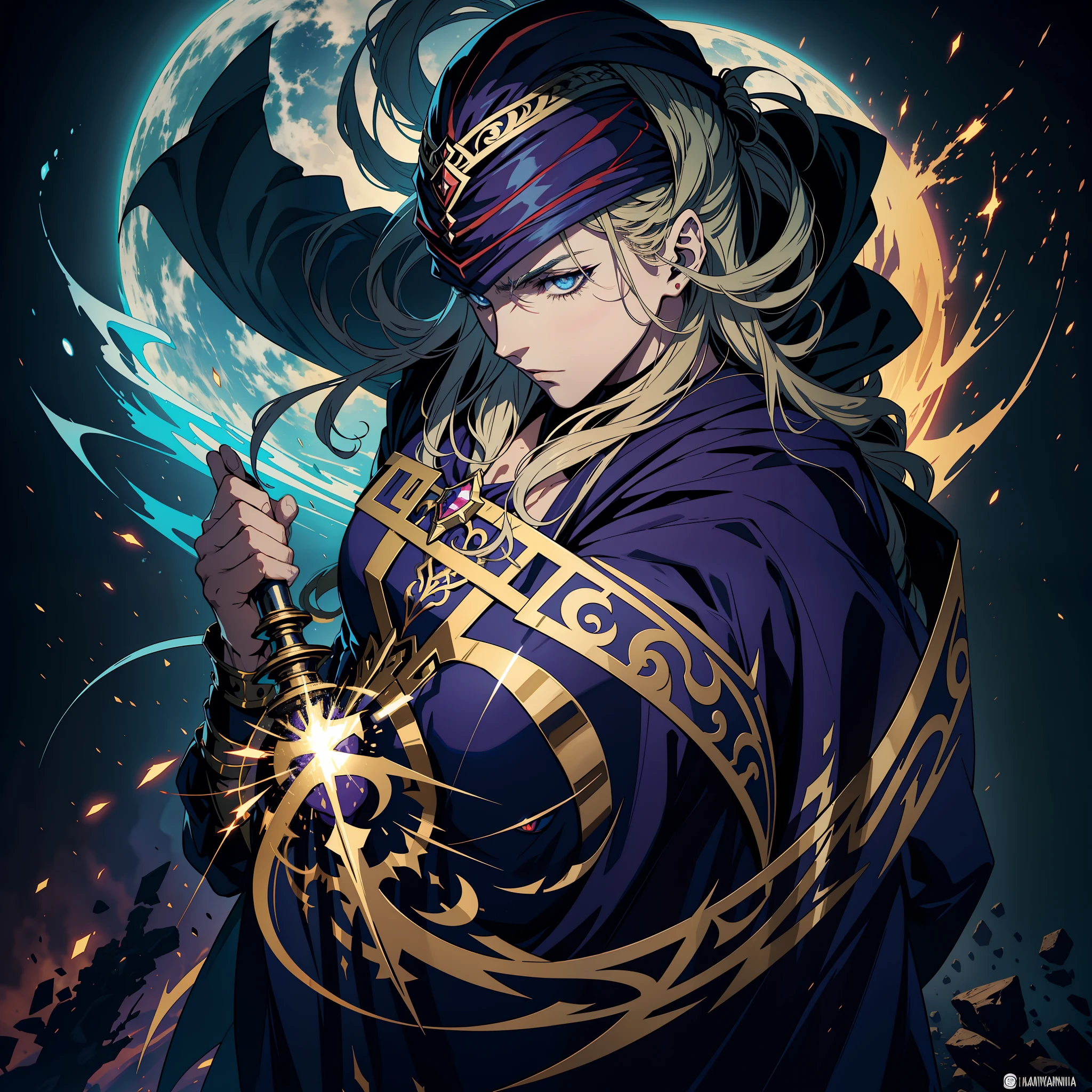Castlevania Hyper Réaliste Shadow Lord Super Détaillé Plan dynamique Master Piece of Lord Dracula Guerrier arabe médiéval avec turban rouge Visage effrayant Hokuto No Ken Structure Visage musclé Kenshiro Troupes à la tête Armée de démons pour combattre les détails tranchants Scènes cinématographiques Film épique Film hyper réaliste Film Légendaire Film épique