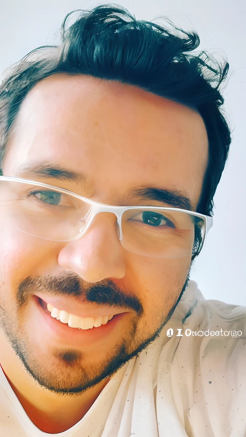 There's a man with glasses and a beard smiling, Jesus Alonso Iglesias, Streamer do Twitch / Jogador Ludwig, Carmelo Blandino, Directed by: Nandor Soldier, caio santos, Foto realista, Andor Kollar, icaro carvalho, Handsome, instagram post, Alexandros Pyromallis, with glasses and goatee, Postagem no Reddit, Dirigir