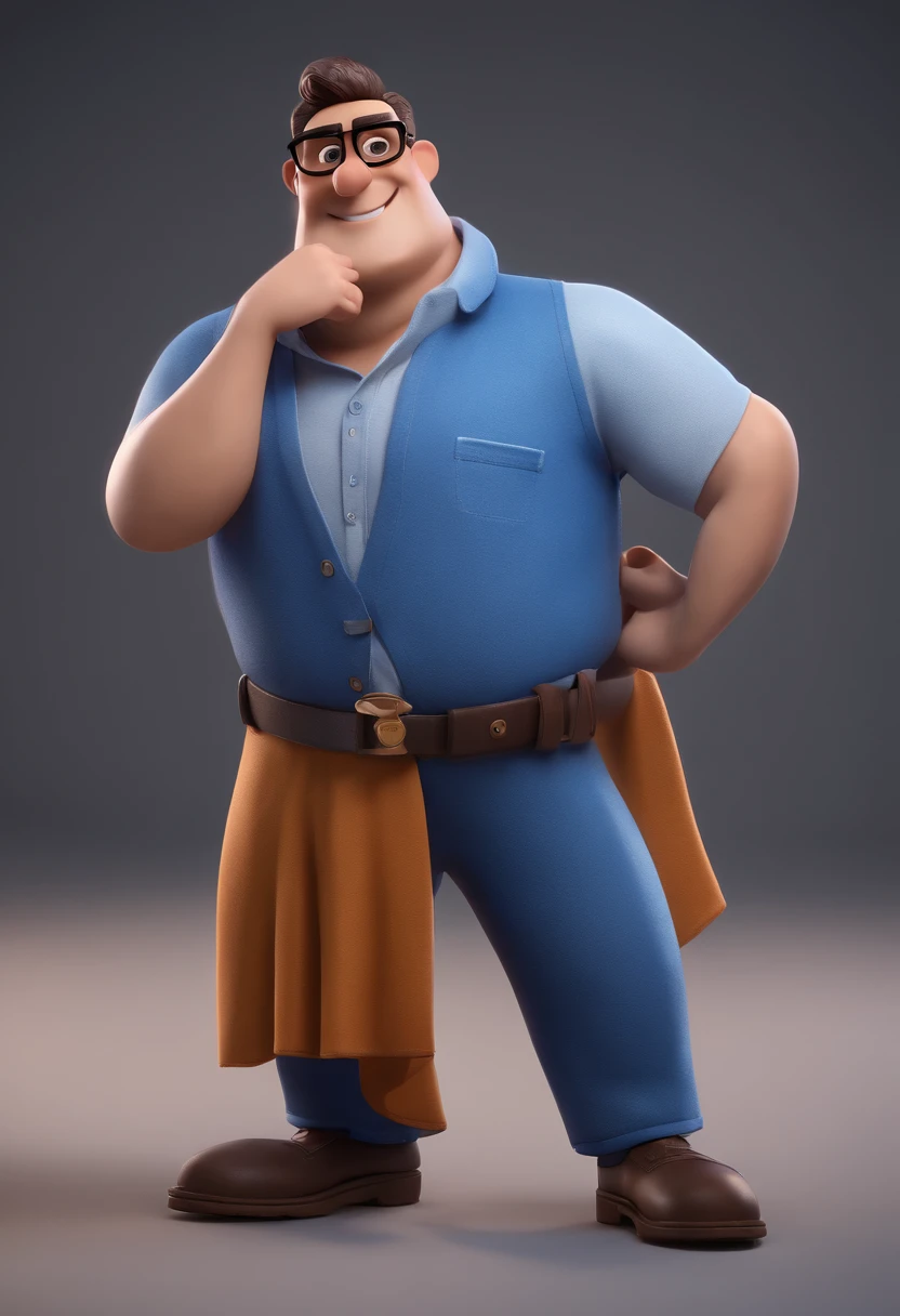 Cartoon character of a man with black glasses and a blue shirt, animation character, Caractere estilizado, animation style rendering, 3D estilizado, Arnold Maya render, 3 d render stylized, toon render keyshot, Personagem 3D, Personagem 3D, 3d rendering stylized, 3 d character render, personagem de desenho animado, Personagem de close up, Pose de personagem,  (Estilo Pixar) (master part:1.2) (Bokeh) (best quality) (pele detalhada) (textura detalhada) (8k) (argila) (Cinematic lighting) (foco nítido