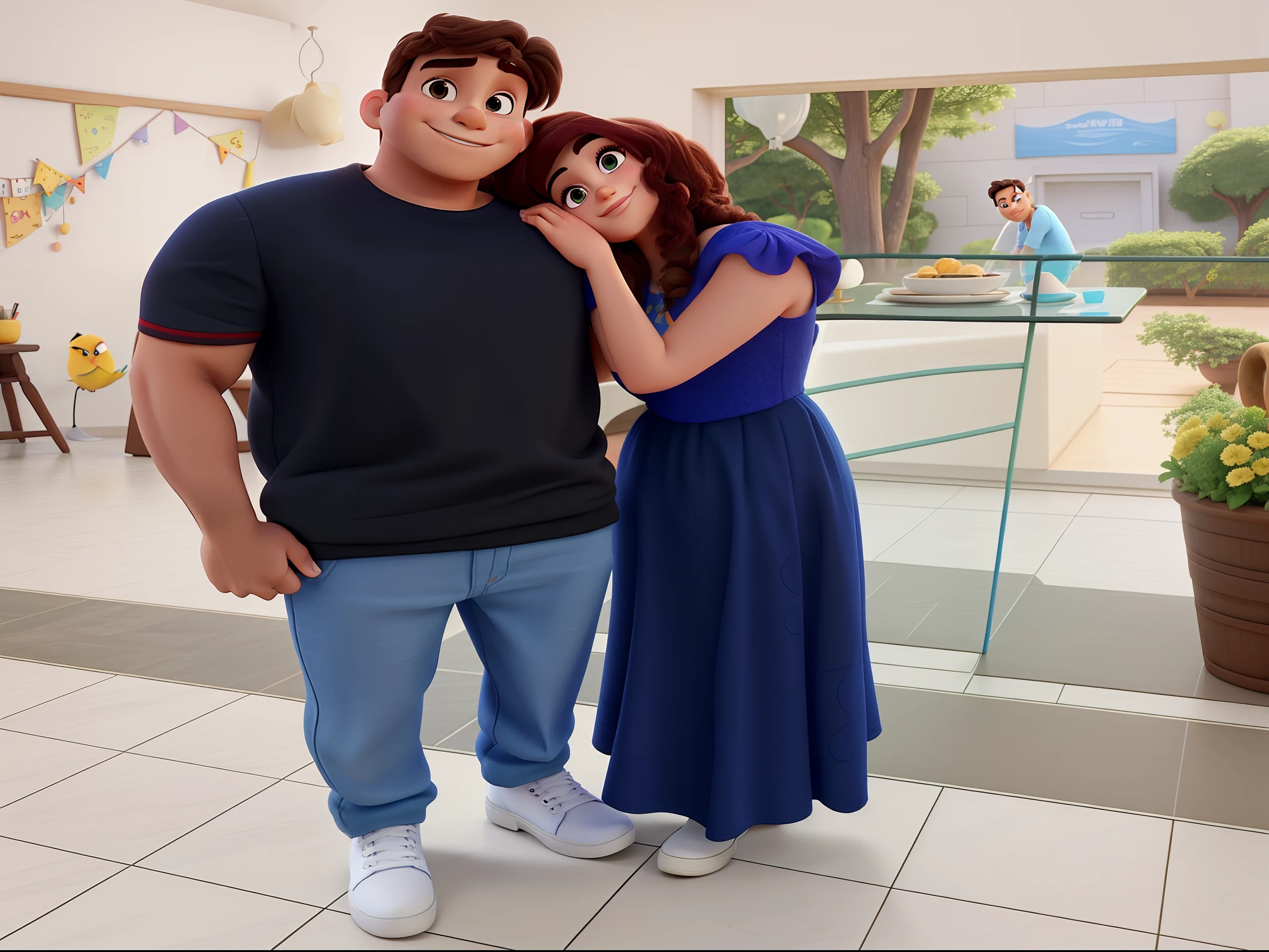 Um casal estilo disney pixar, alta qualidade, melhor qualidade