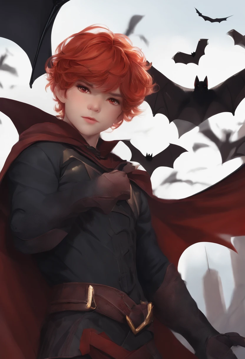 bat,1boy,solo,red hair,